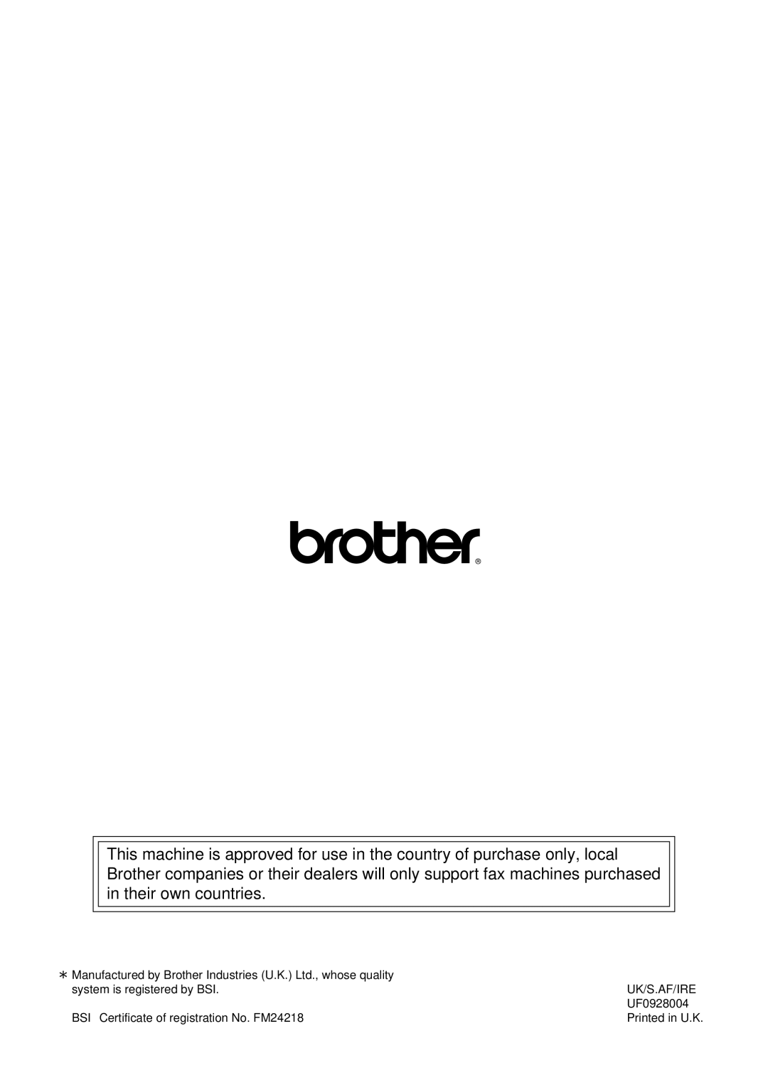 Brother 515 manual Uk/S.Af/Ire 