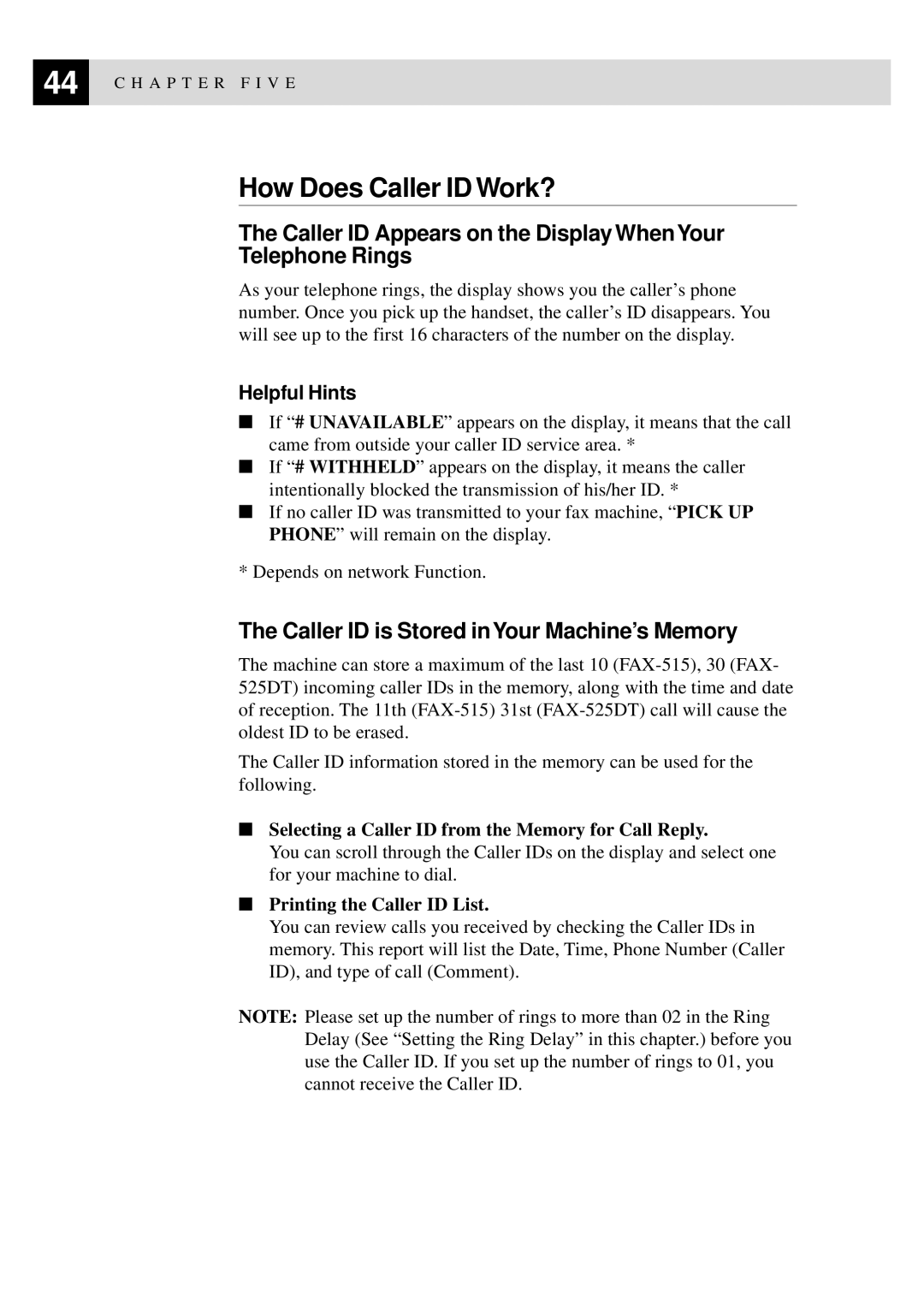 Brother 515 manual How Does Caller ID Work?, Caller ID Appears on the Display When Your Telephone Rings 