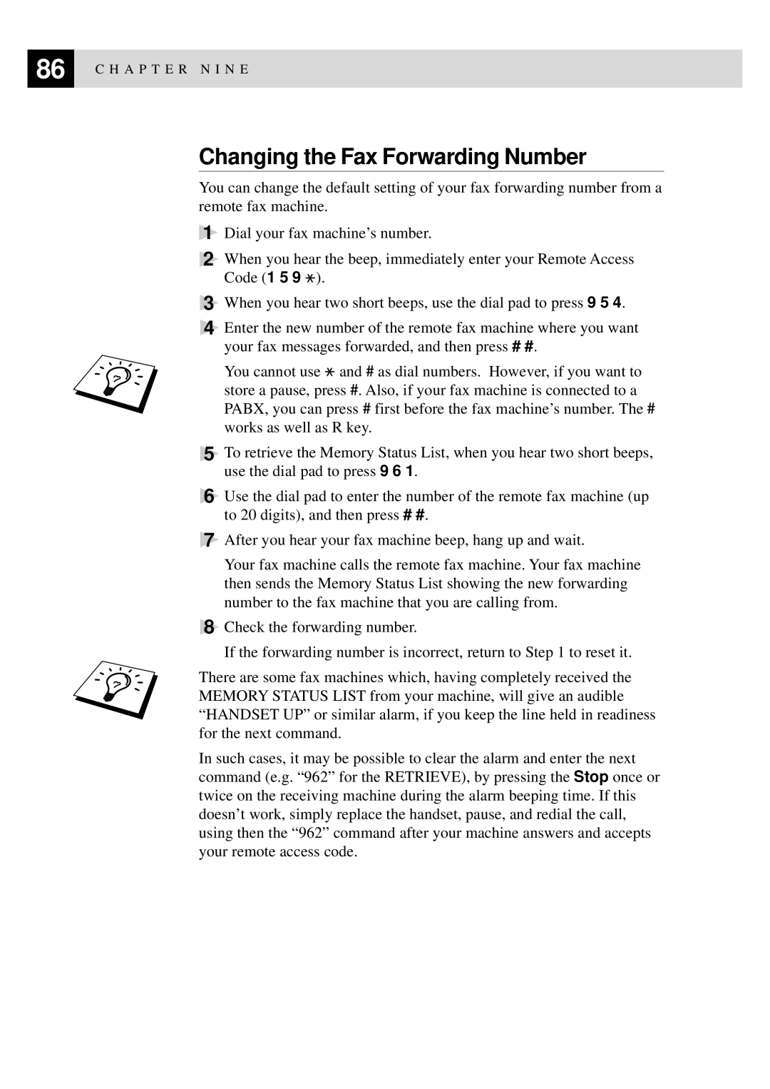 Brother 515 manual Changing the Fax Forwarding Number 