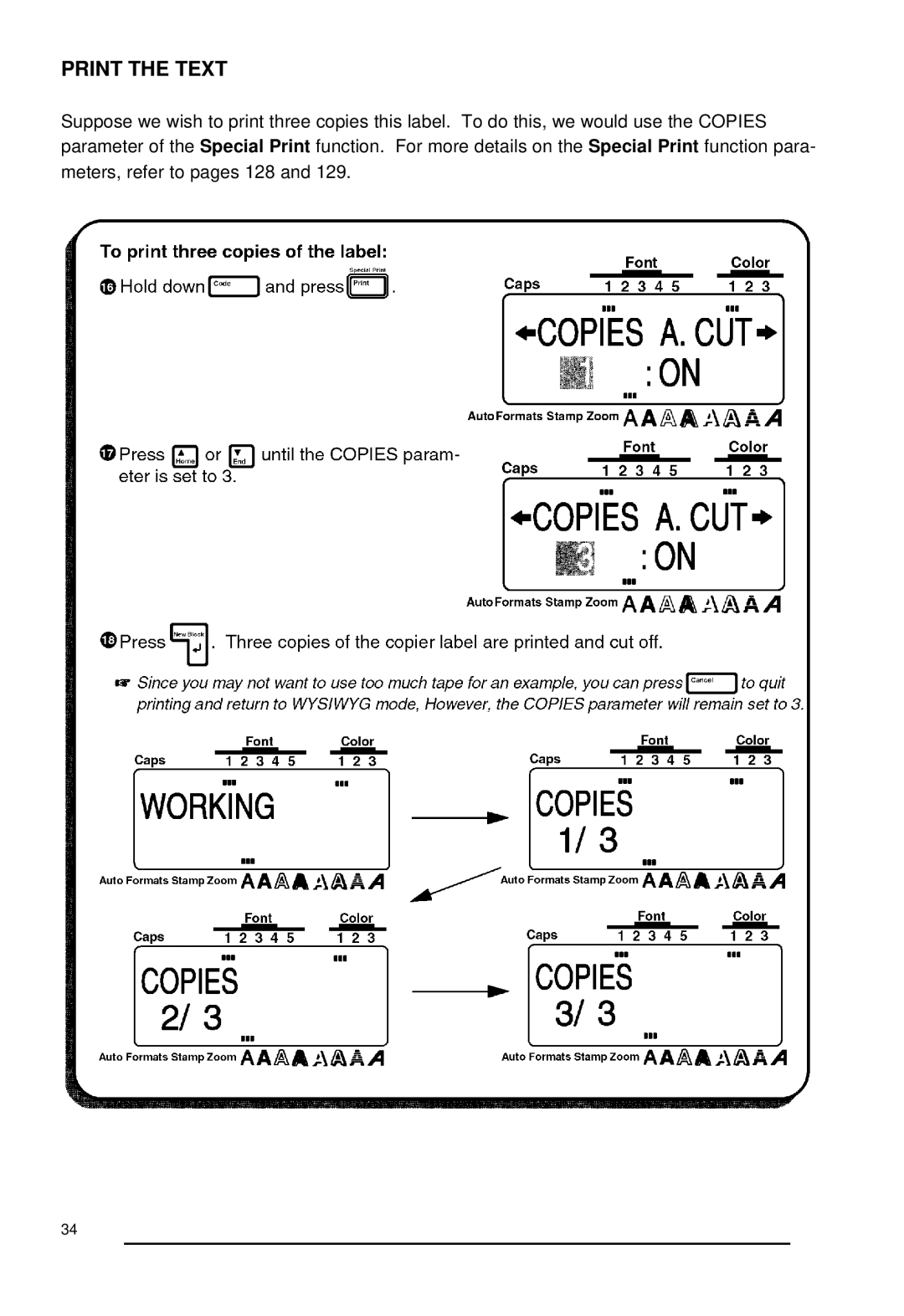 Brother 530, P-touch 550 manual Print the Text 