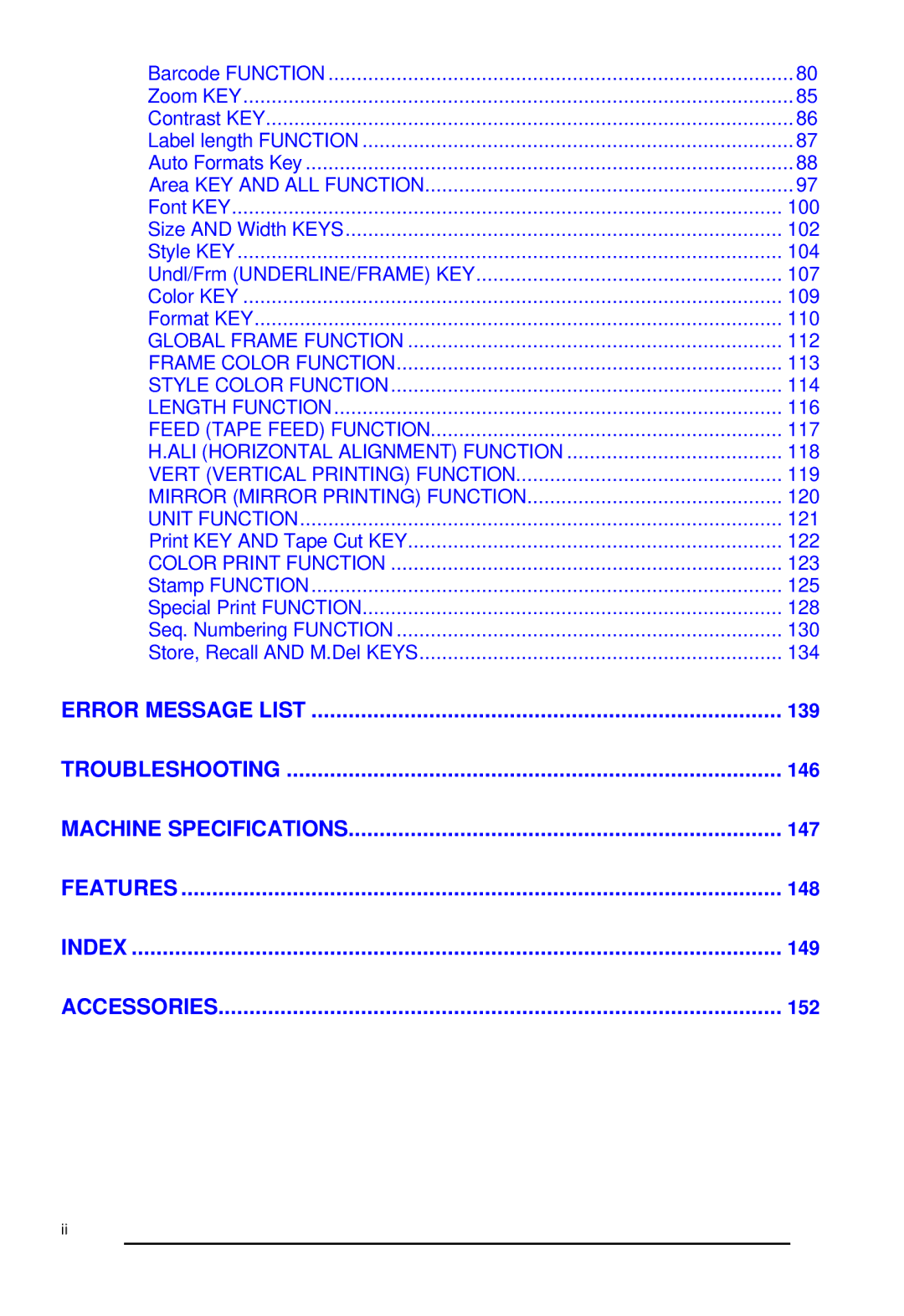 Brother 530, P-touch 550 manual Error Message List 