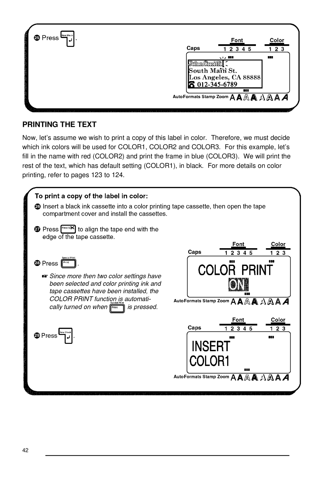 Brother 530, P-touch 550 manual Printing the Text 