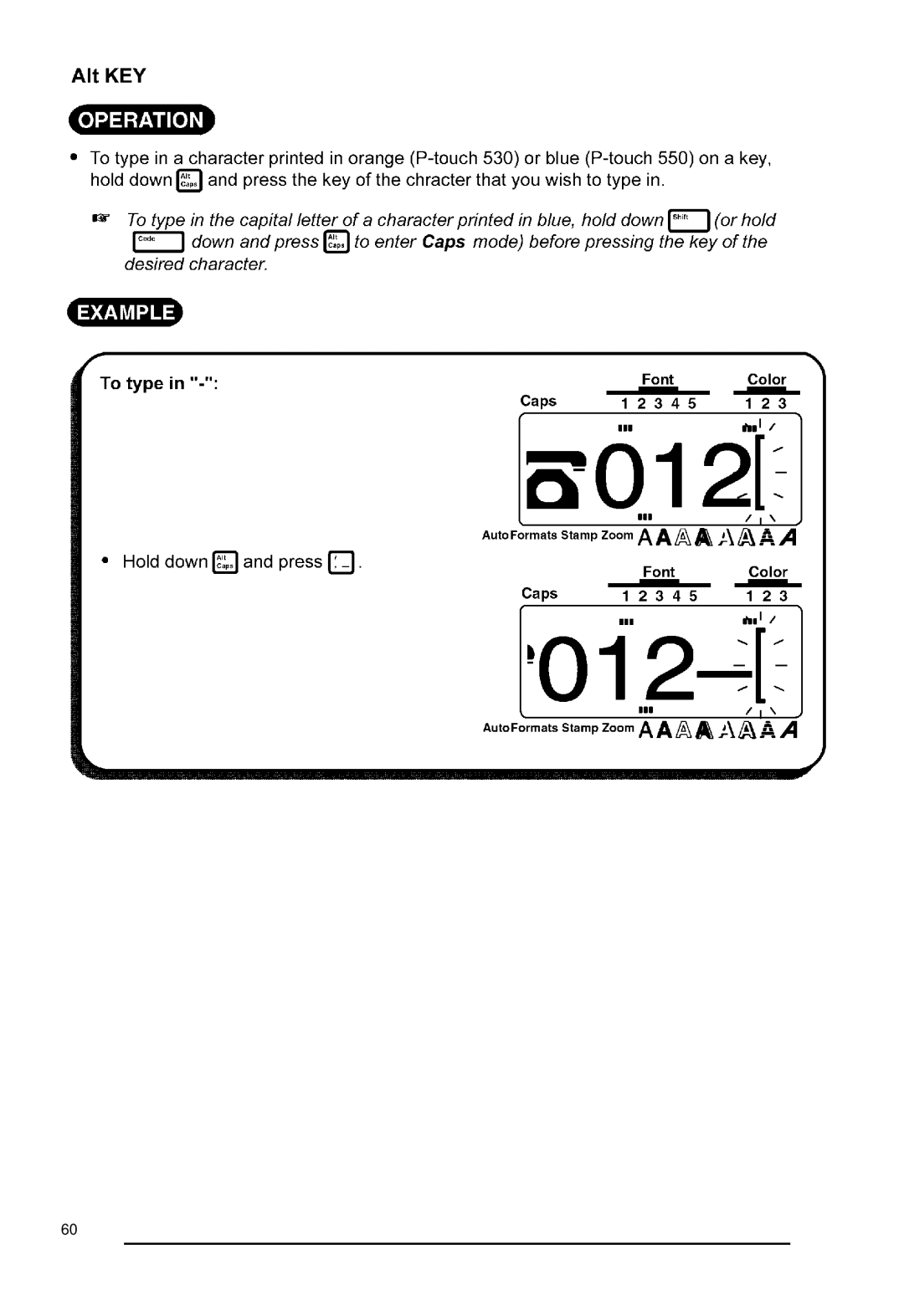 Brother 530, P-touch 550 manual 