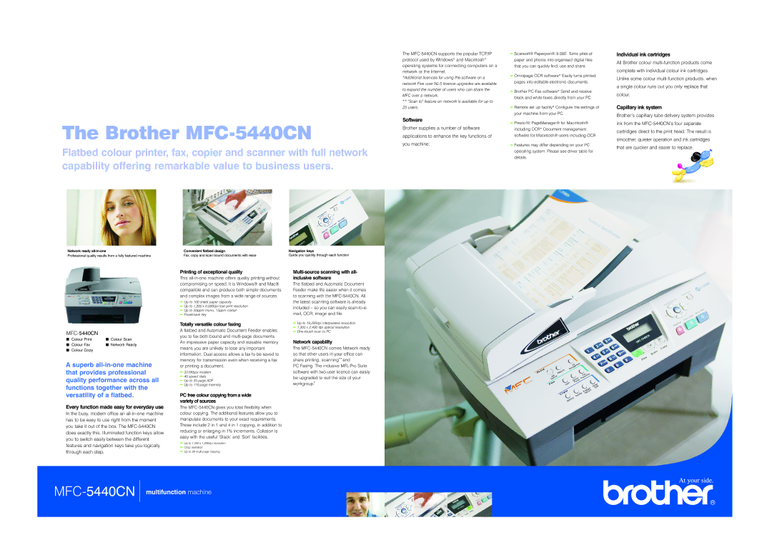 Brother 5440CN Every function made easy for everyday use, Printing of exceptional quality, Totally versatile colour faxing 