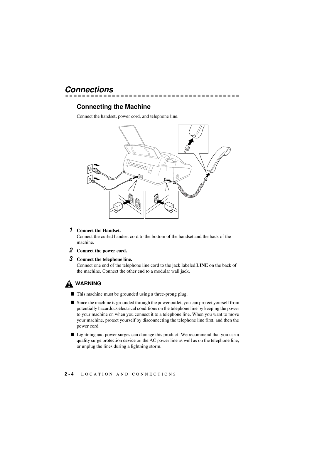 Brother 560 owner manual Connections, Connecting the Machine 