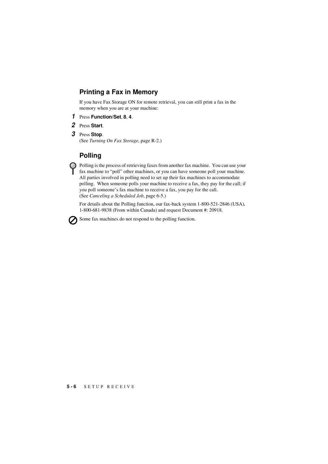 Brother 560 owner manual Printing a Fax in Memory, Polling, Press Function/Set, 8 