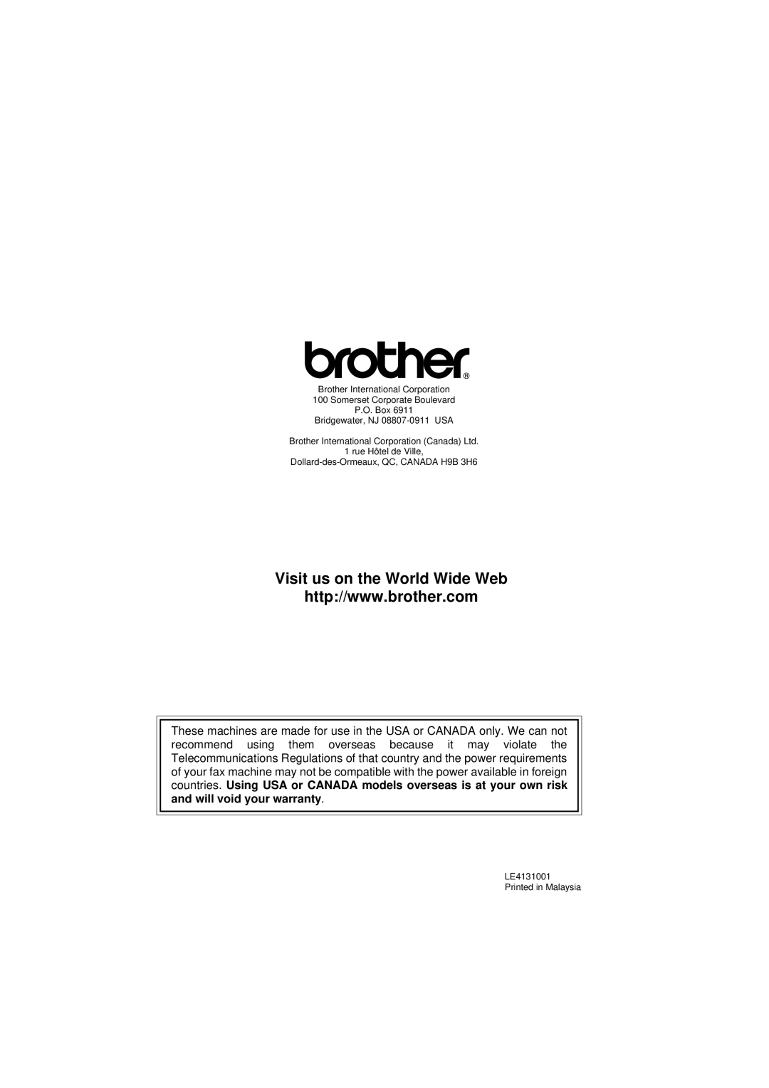 Brother 560 owner manual Visit us on the World Wide Web 