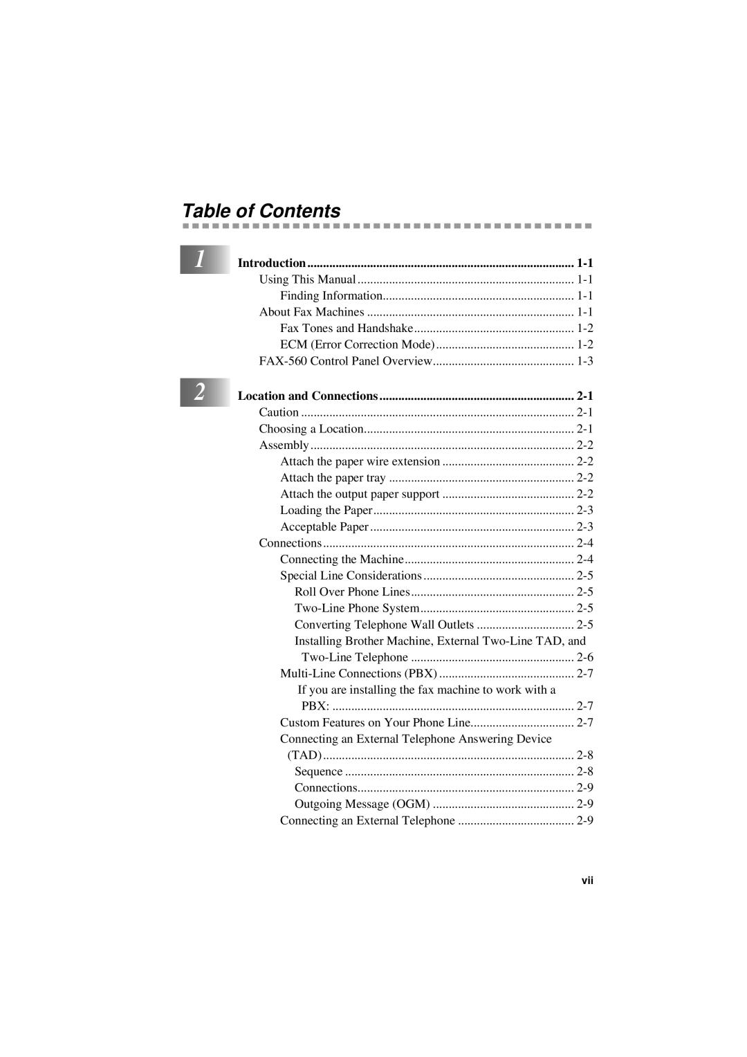 Brother 560 owner manual Table of Contents 