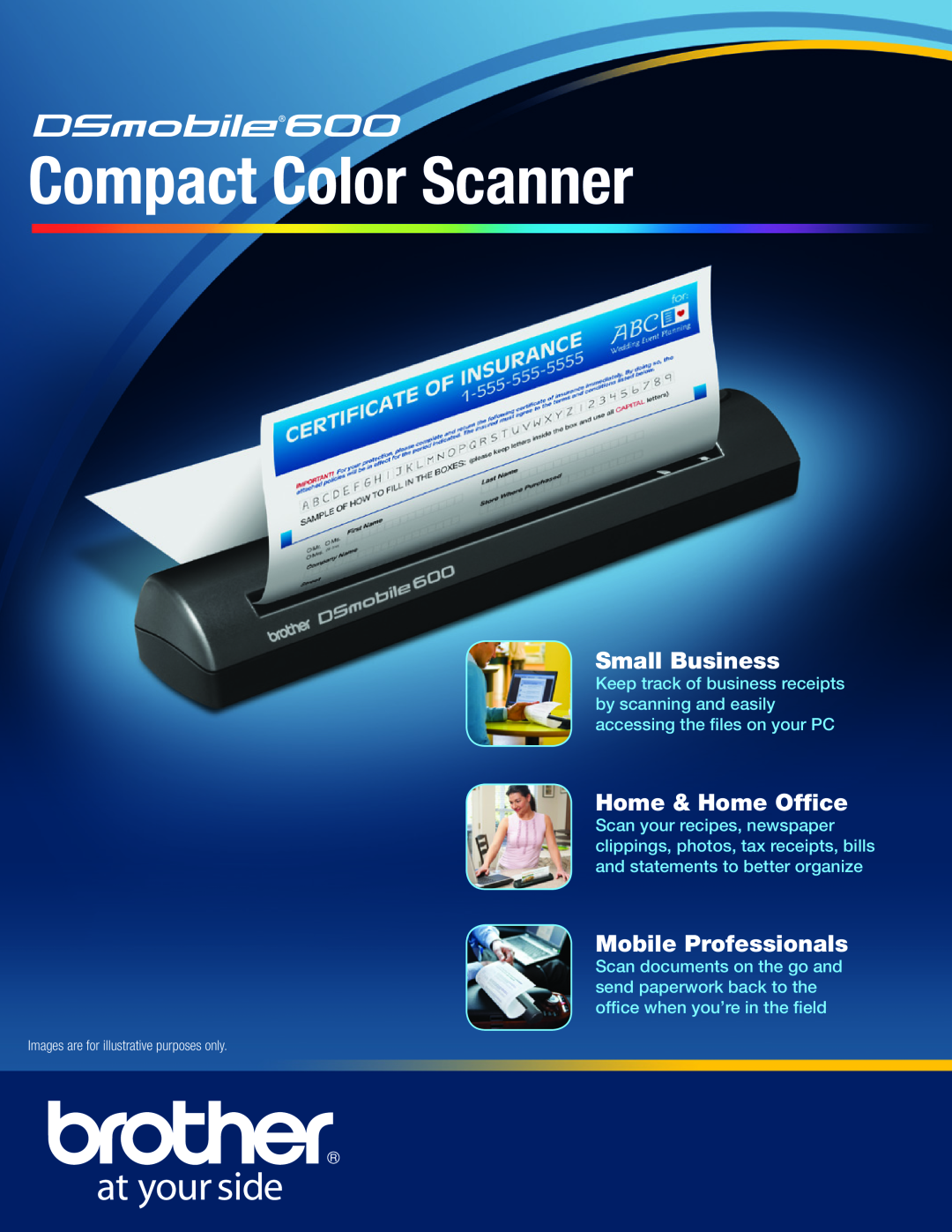 Brother 600 manual Compact Color Scanner, Small Business, Home & Home Office, Mobile Professionals 