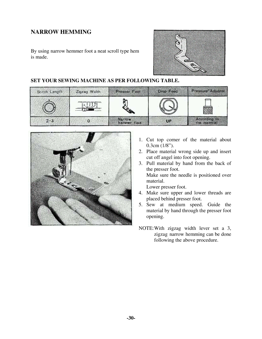 Brother 681B-UG manual Narrow Hemming 