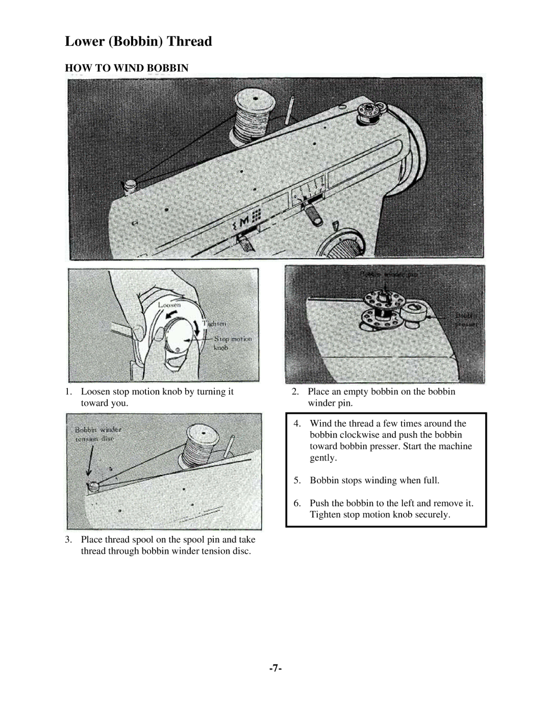 Brother 681B-UG manual Lower Bobbin Thread, HOW to Wind Bobbin 