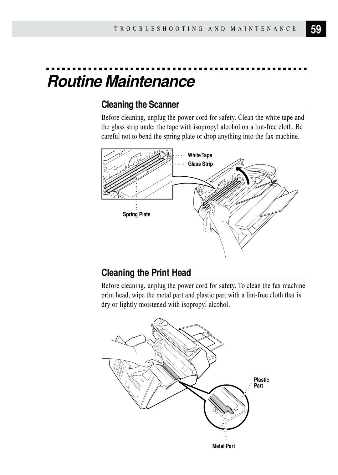 Brother 770, 750 owner manual Routine Maintenance, Cleaning the Scanner, Cleaning the Print Head 