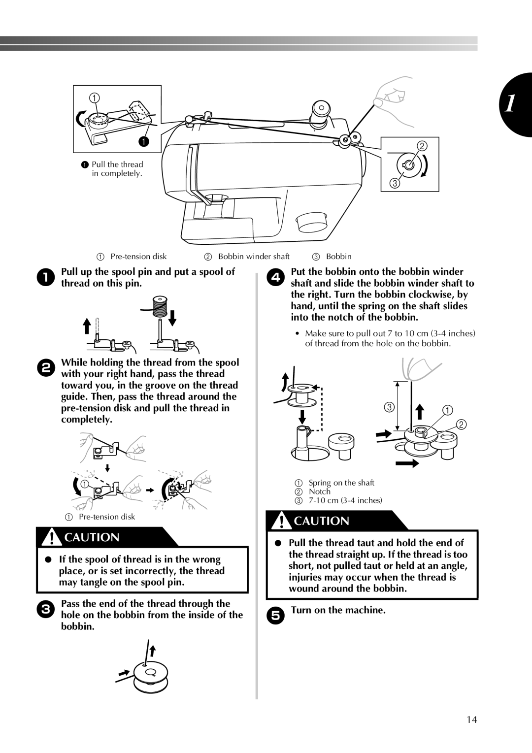 Brother 855-X06 operation manual Pull up the spool pin and put a spool of thread on this pin, Turn on the machine 