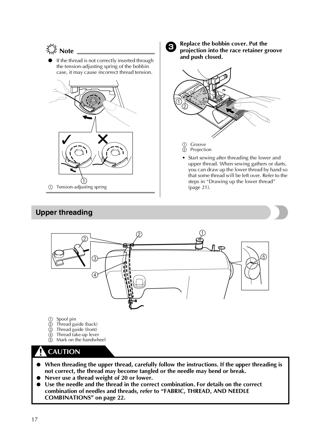 Brother 855-X06 operation manual Upper threading 