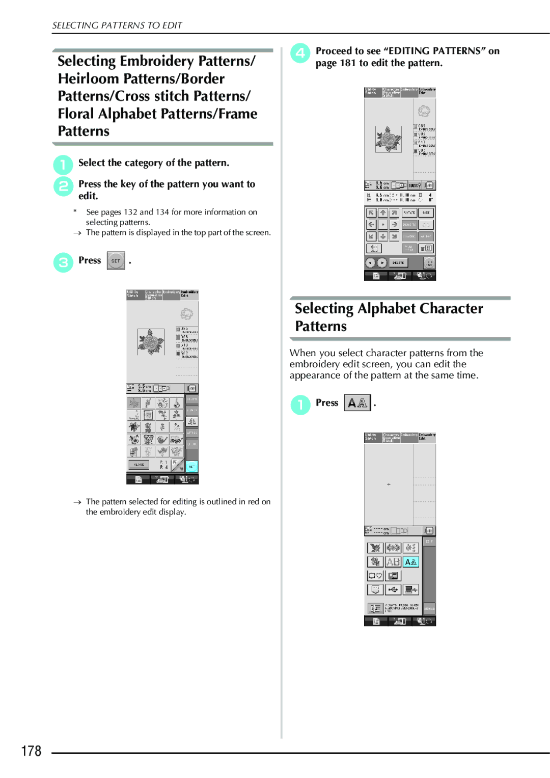 Brother 882-S90/S91 manual 178, Select the category of the pattern 