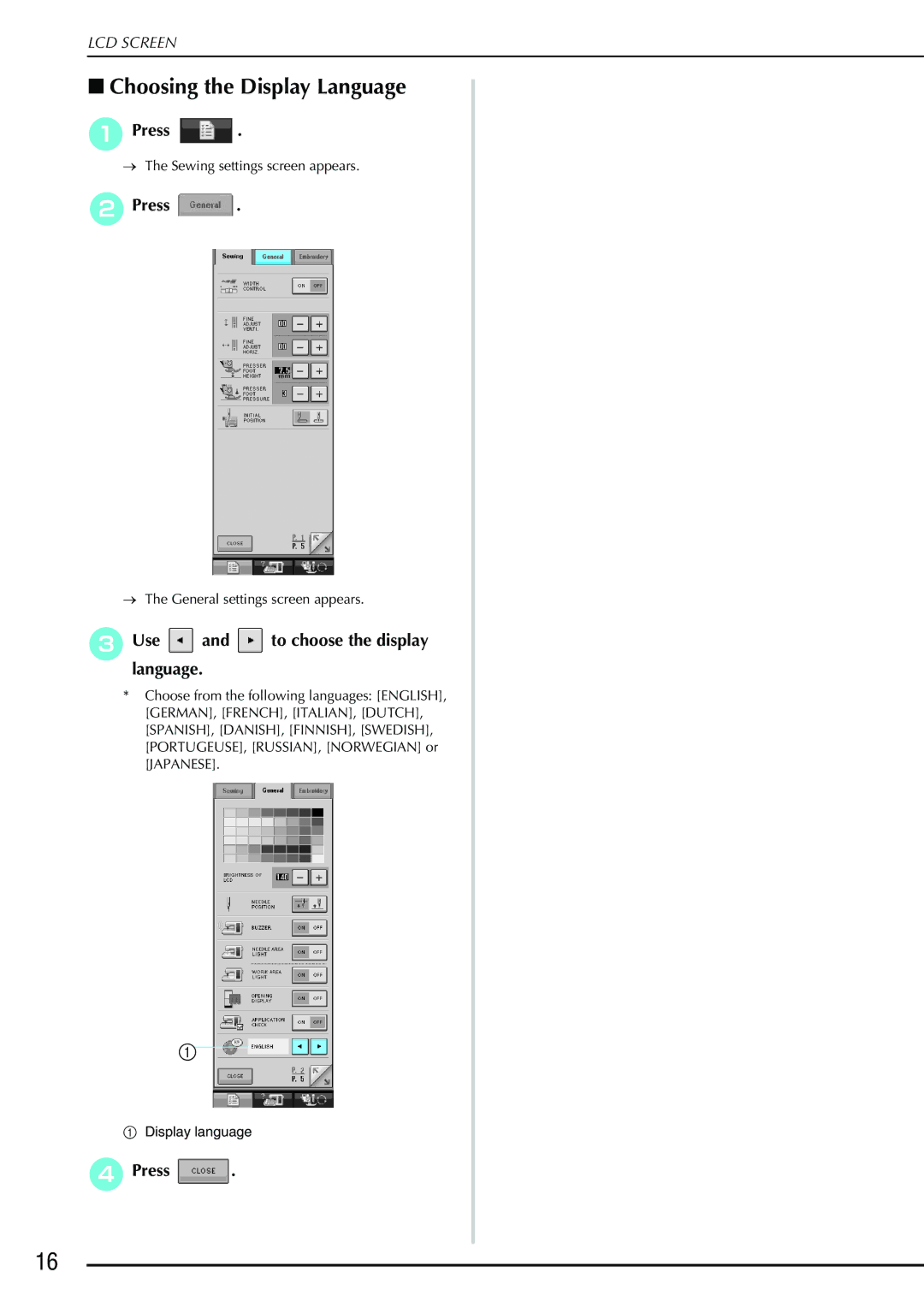 Brother 882-S90/S91 manual Choosing the Display Language, Use and to choose the display language 