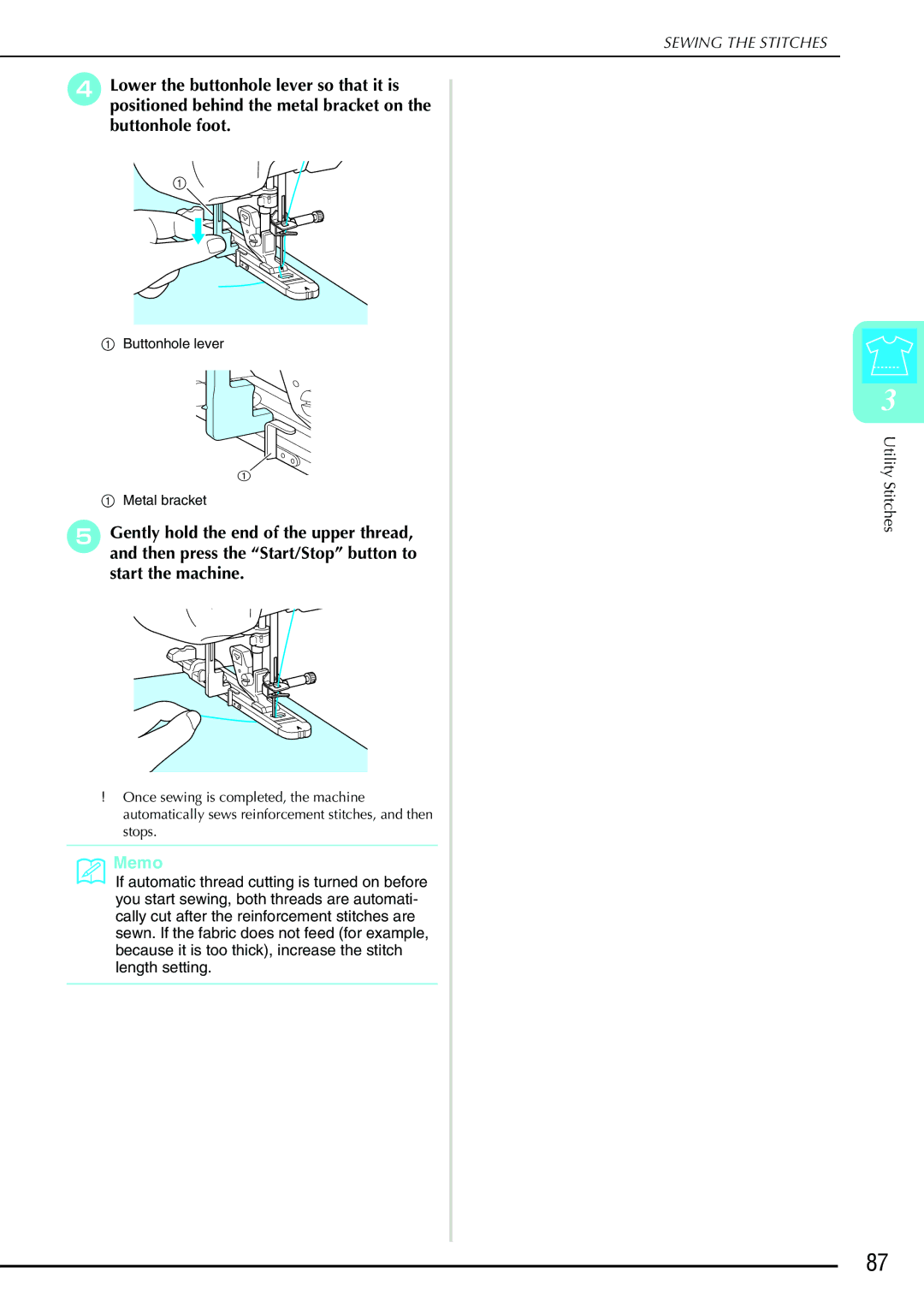 Brother 882-S90/S91 manual Buttonhole lever Metal bracket 