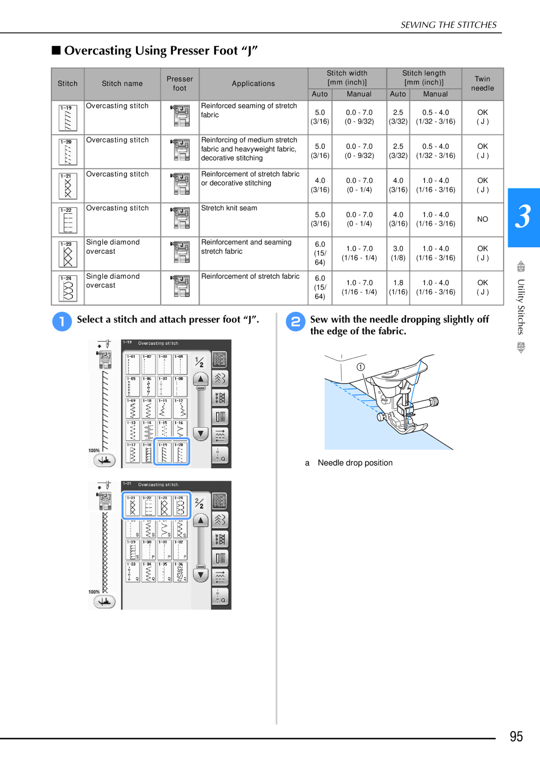 Brother 882-W02, 882-W01 operation manual Overcasting Using Presser Foot J 