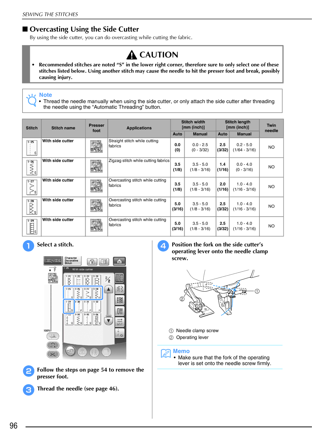 Brother 882-W01, 882-W02 operation manual Overcasting Using the Side Cutter 