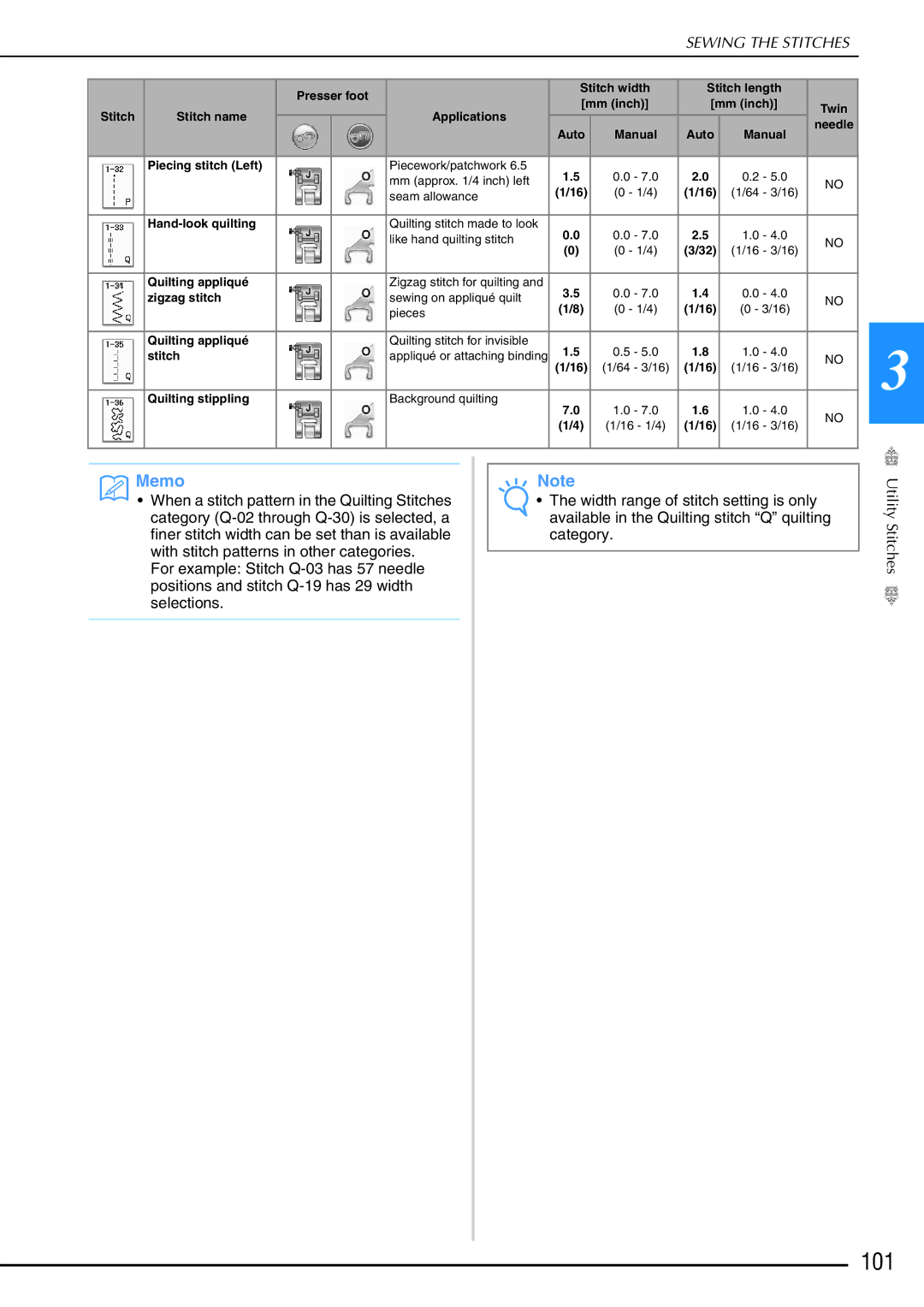 Brother 882-W02, 882-W01 operation manual 101, Sewing the Stitches 