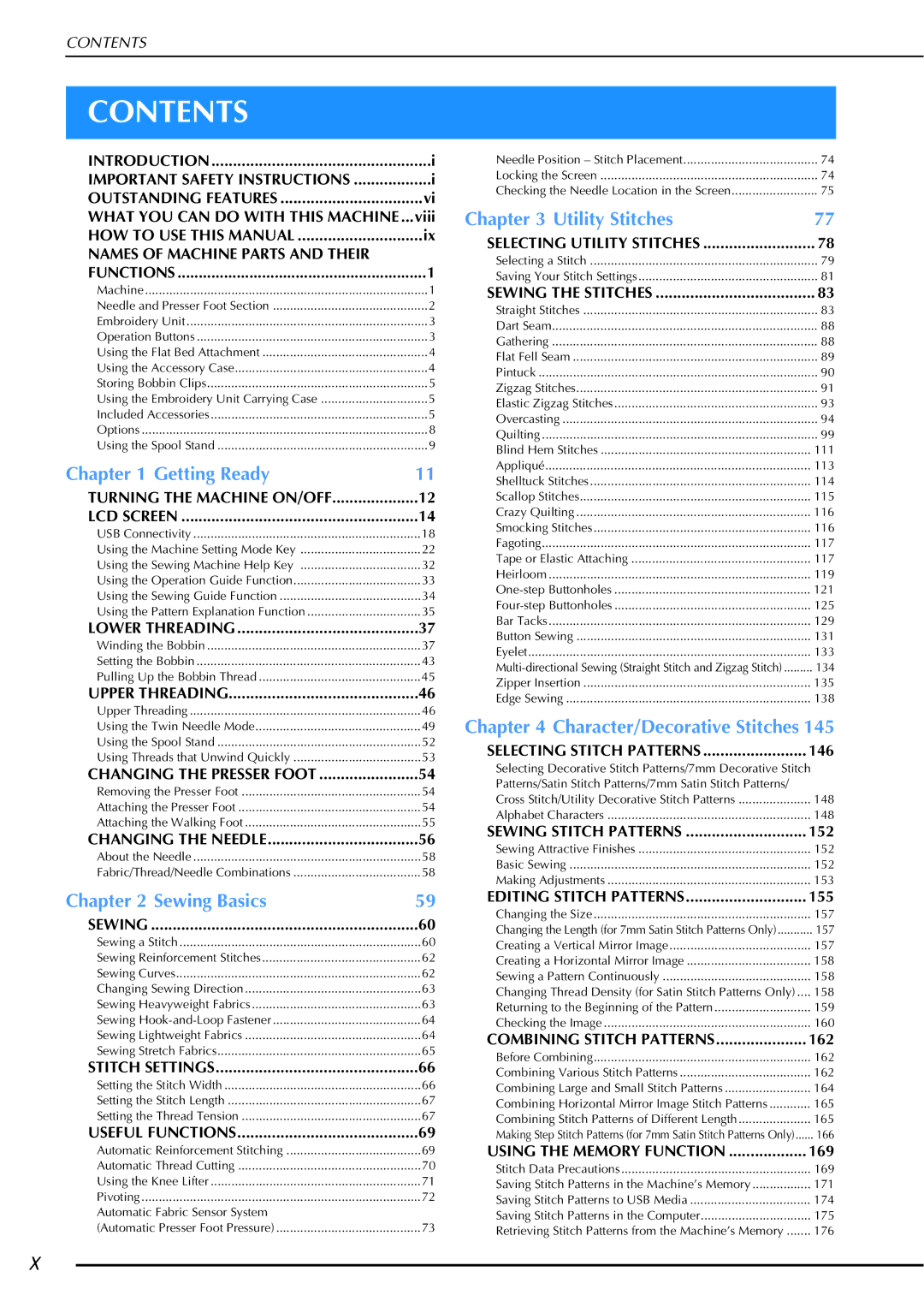 Brother 882-W01, 882-W02 operation manual Contents 