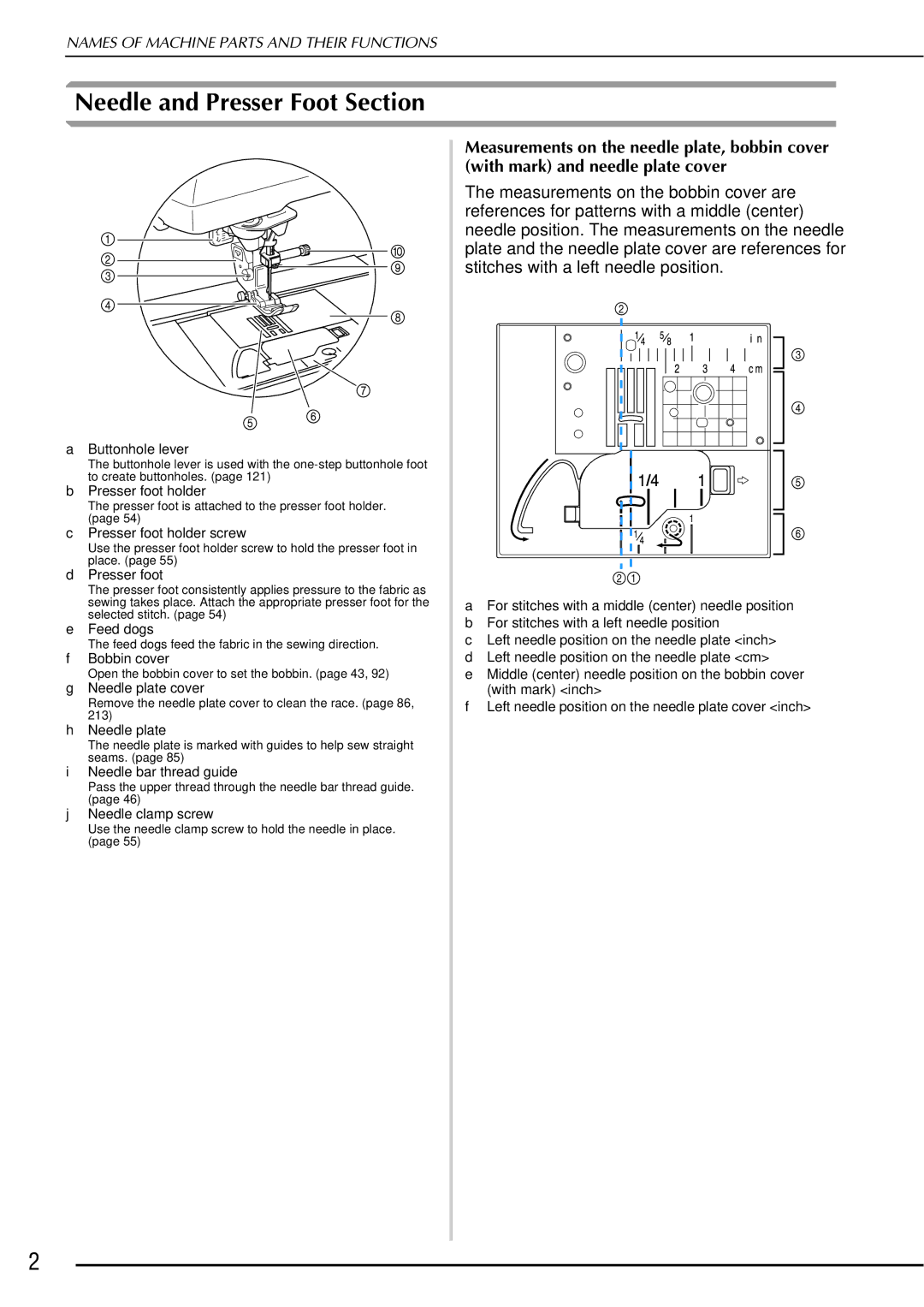 Brother 882-W01, 882-W02 operation manual Needle and Presser Foot Section, Presser foot 