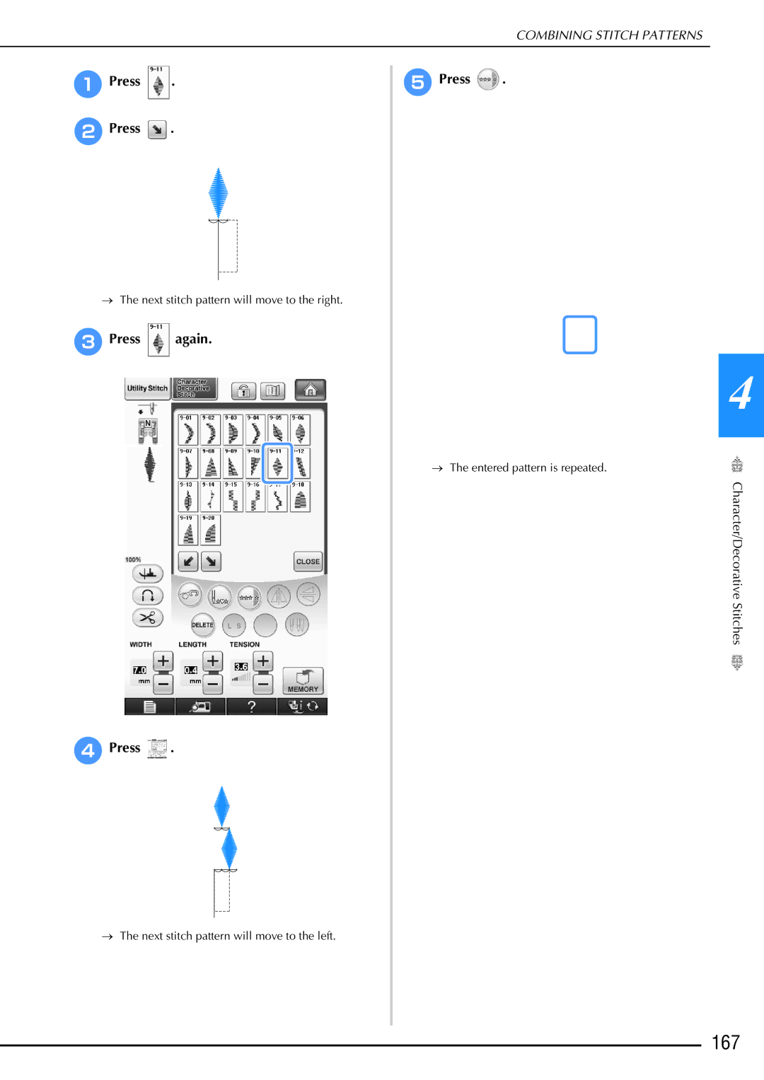 Brother 882-W02, 882-W01 operation manual 167, Press BPress, CPress again EPress, DPress 