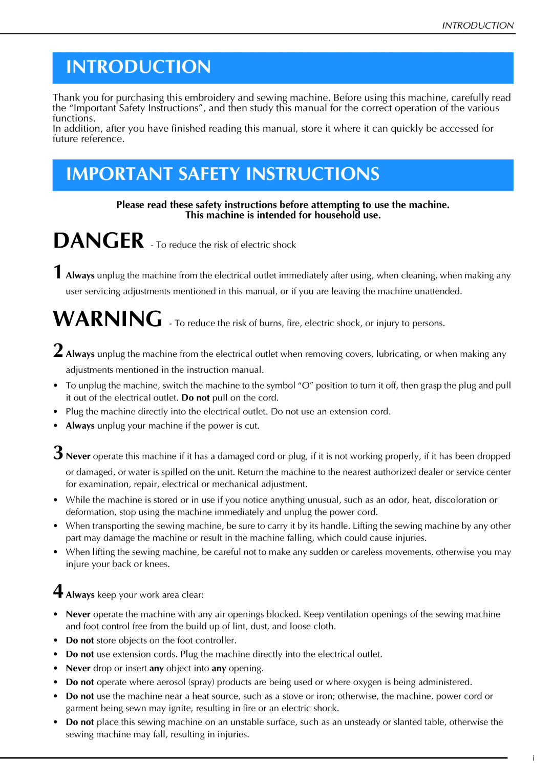 Brother 882-W02, 882-W01 operation manual Introduction, Important Safety Instructions 