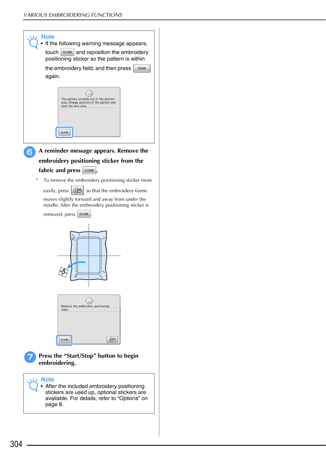 Brother 882-W01, 882-W02 operation manual 304, Fabric and press 