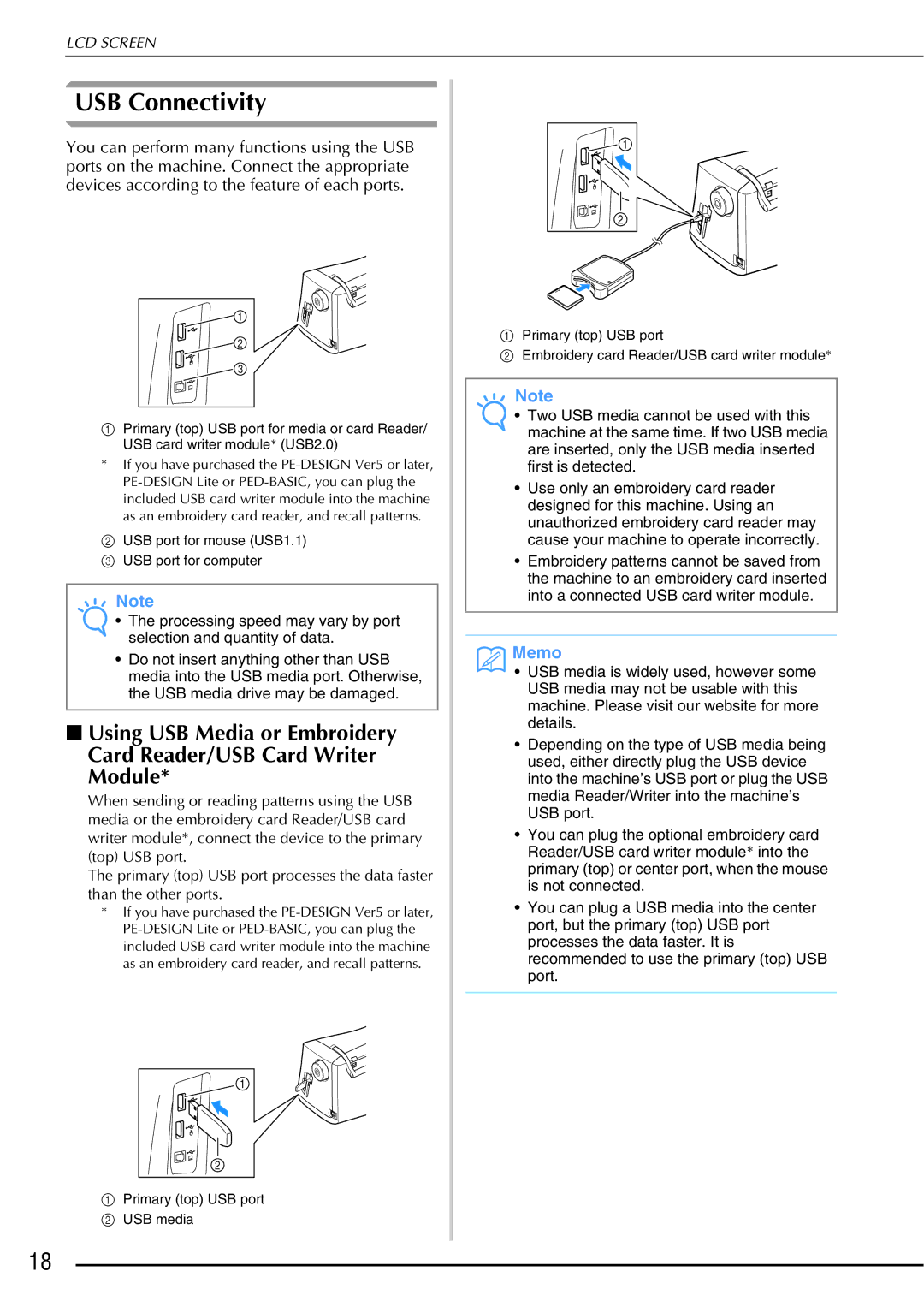 Brother 882-W01, 882-W02 operation manual USB Connectivity 