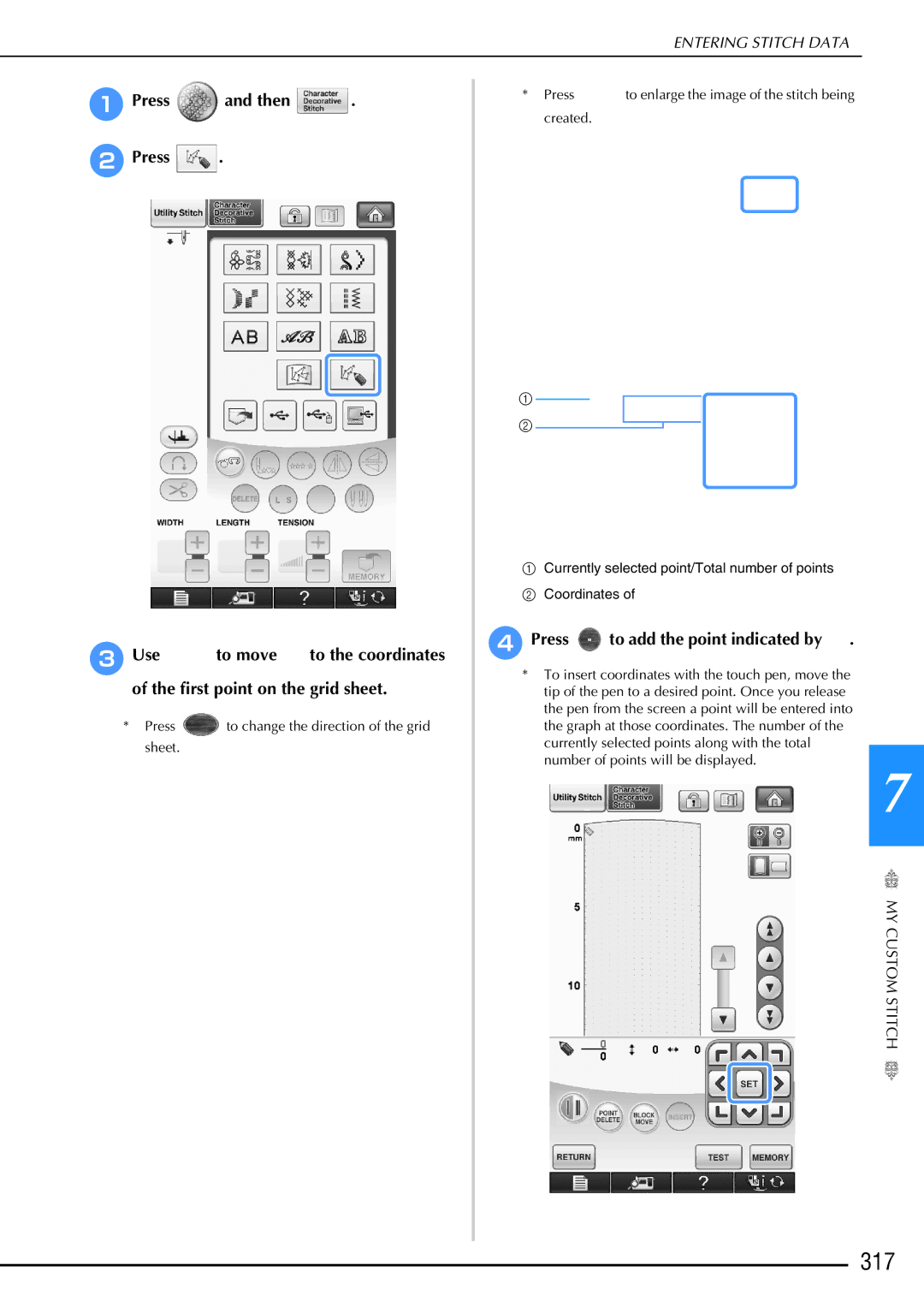 Brother 882-W02, 882-W01 operation manual 317, Press to add the point indicated by 