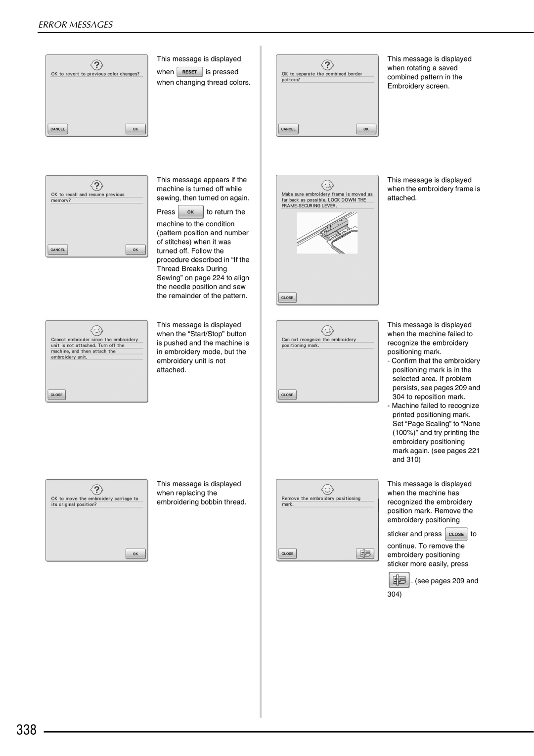 Brother 882-W01, 882-W02 operation manual 338, This message is displayed 