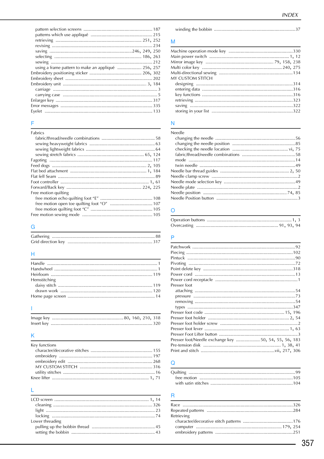 Brother 882-W02, 882-W01 operation manual 357, MY Custom Stitch 