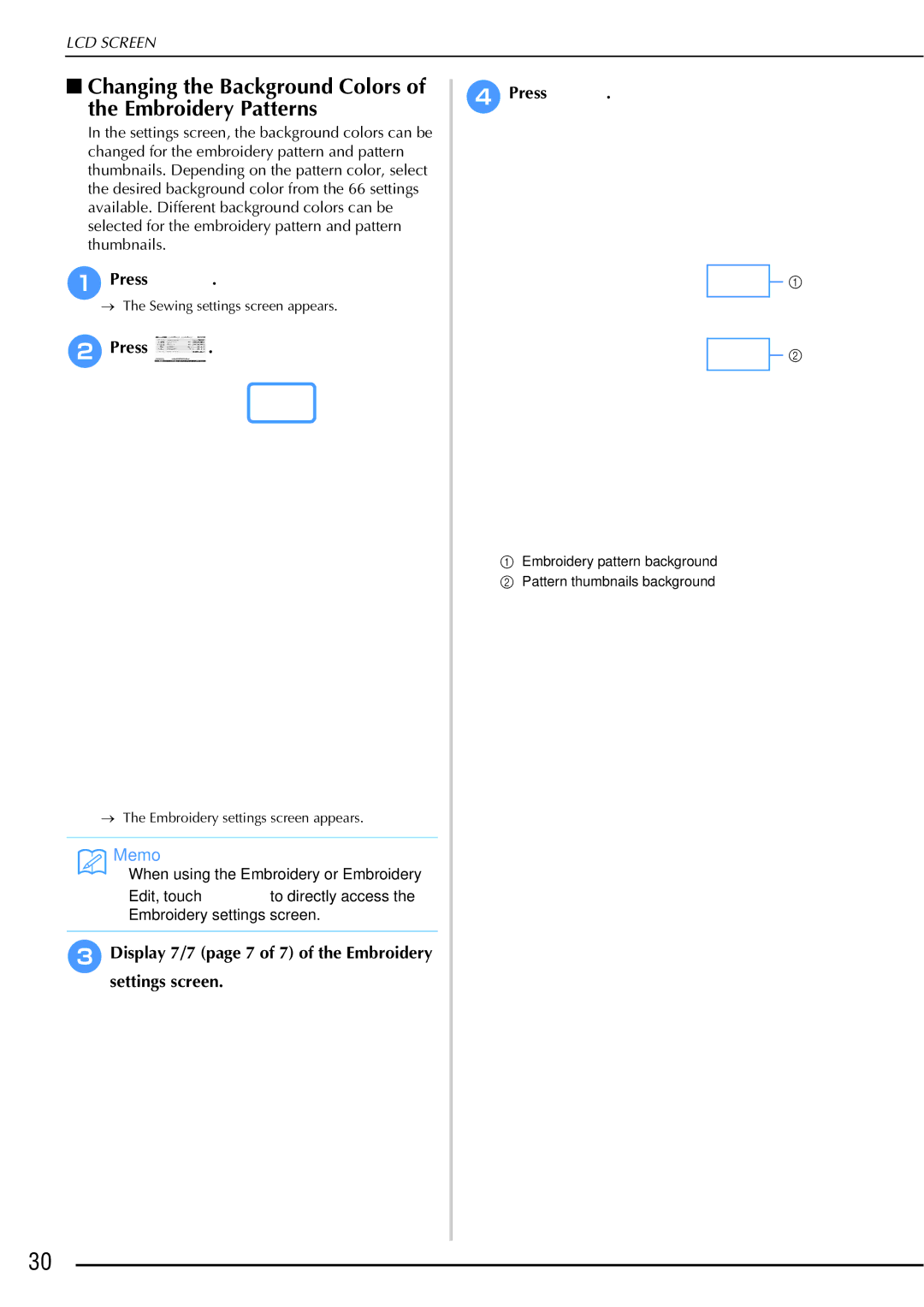 Brother 882-W01, 882-W02 operation manual Changing the Background Colors of the Embroidery Patterns 