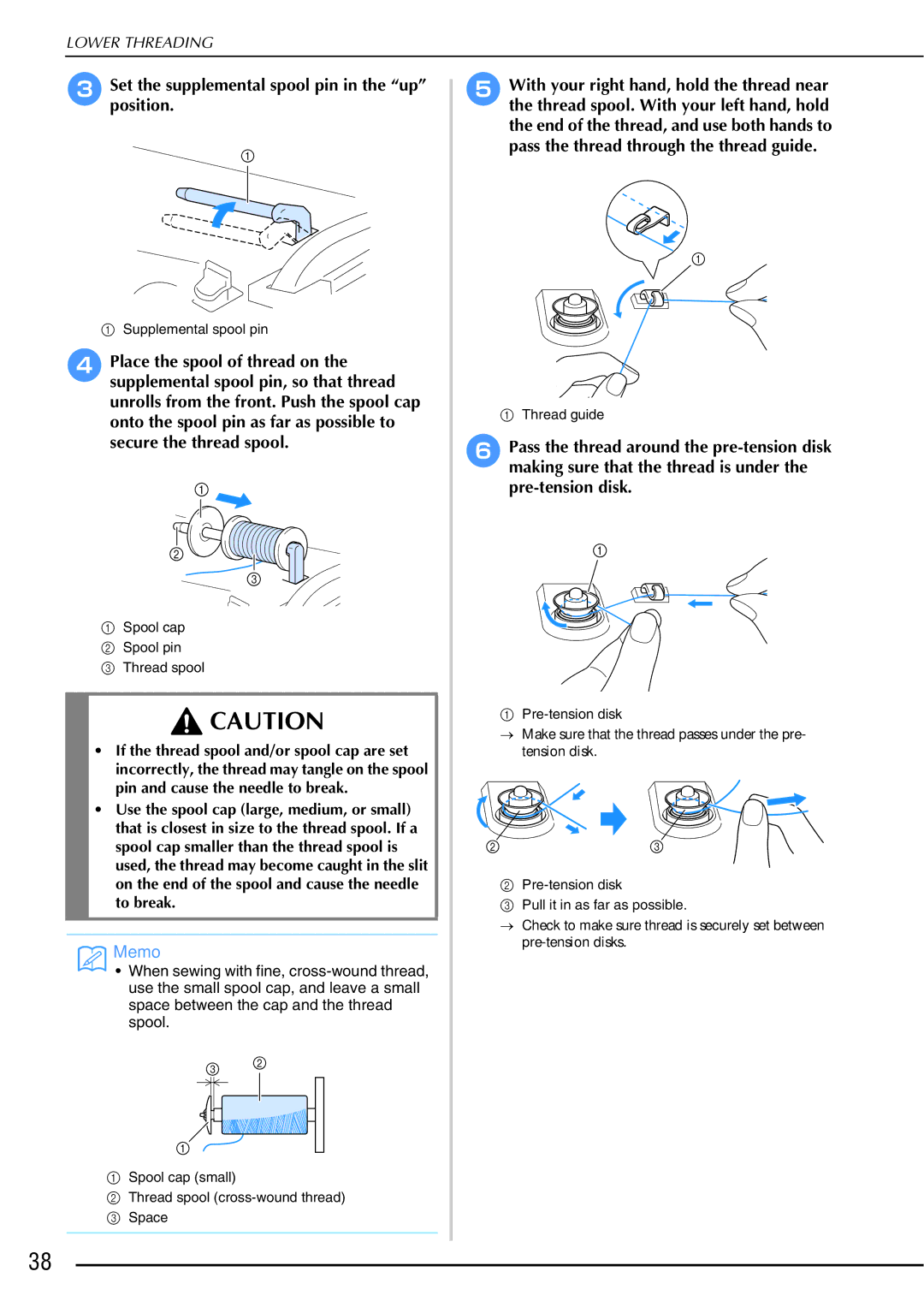 Brother 882-W01, 882-W02 operation manual Setposition.the supplemental spool pin in the up 