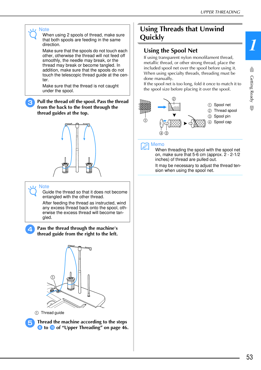 Brother 882-W02, 882-W01 operation manual Using Threads that Unwind Quickly, Using the Spool Net 