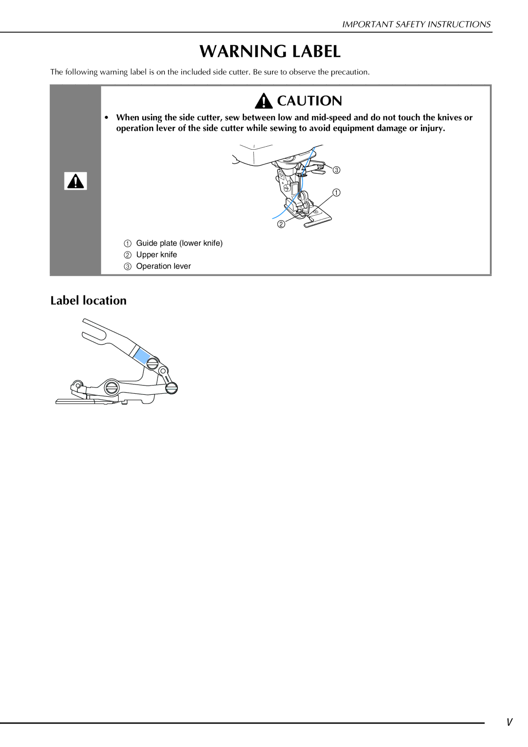 Brother 882-W02, 882-W01 operation manual Label location 