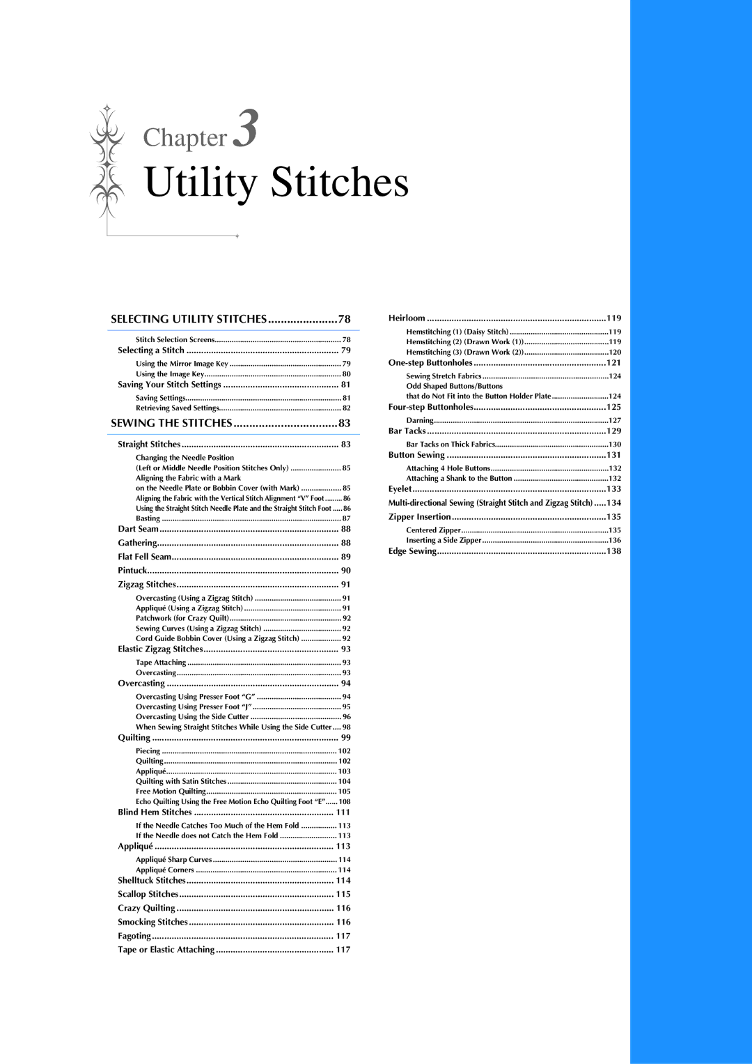 Brother 882-W02, 882-W01 operation manual Utility Stitches 