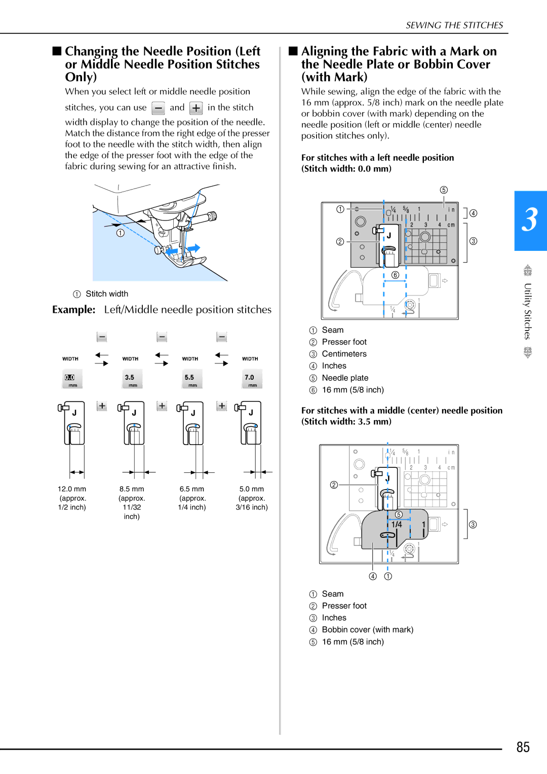 Brother 882-W02, 882-W01 operation manual Example Left/Middle needle position stitches 