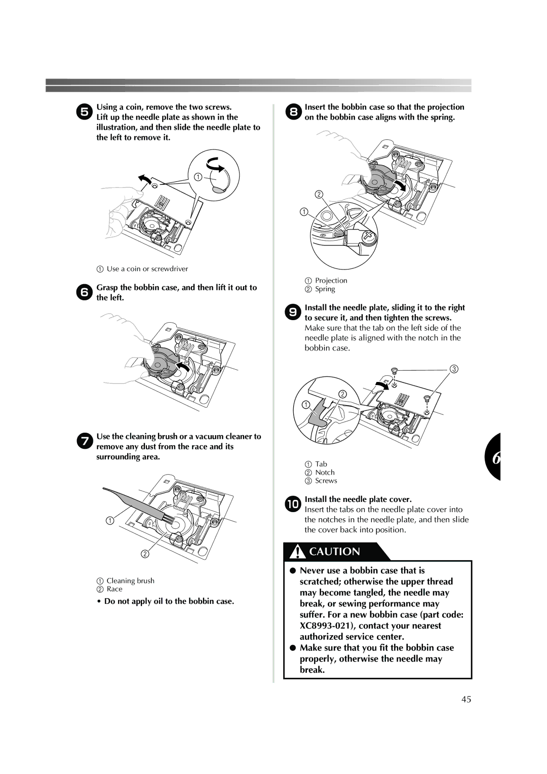 Brother 885-S25/S27 operation manual 0Install the needle plate cover 