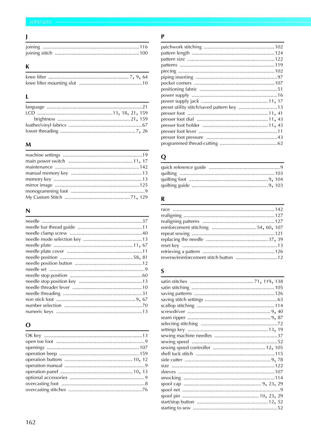 Brother 885-U22, 285C operation manual 162, Lcd 