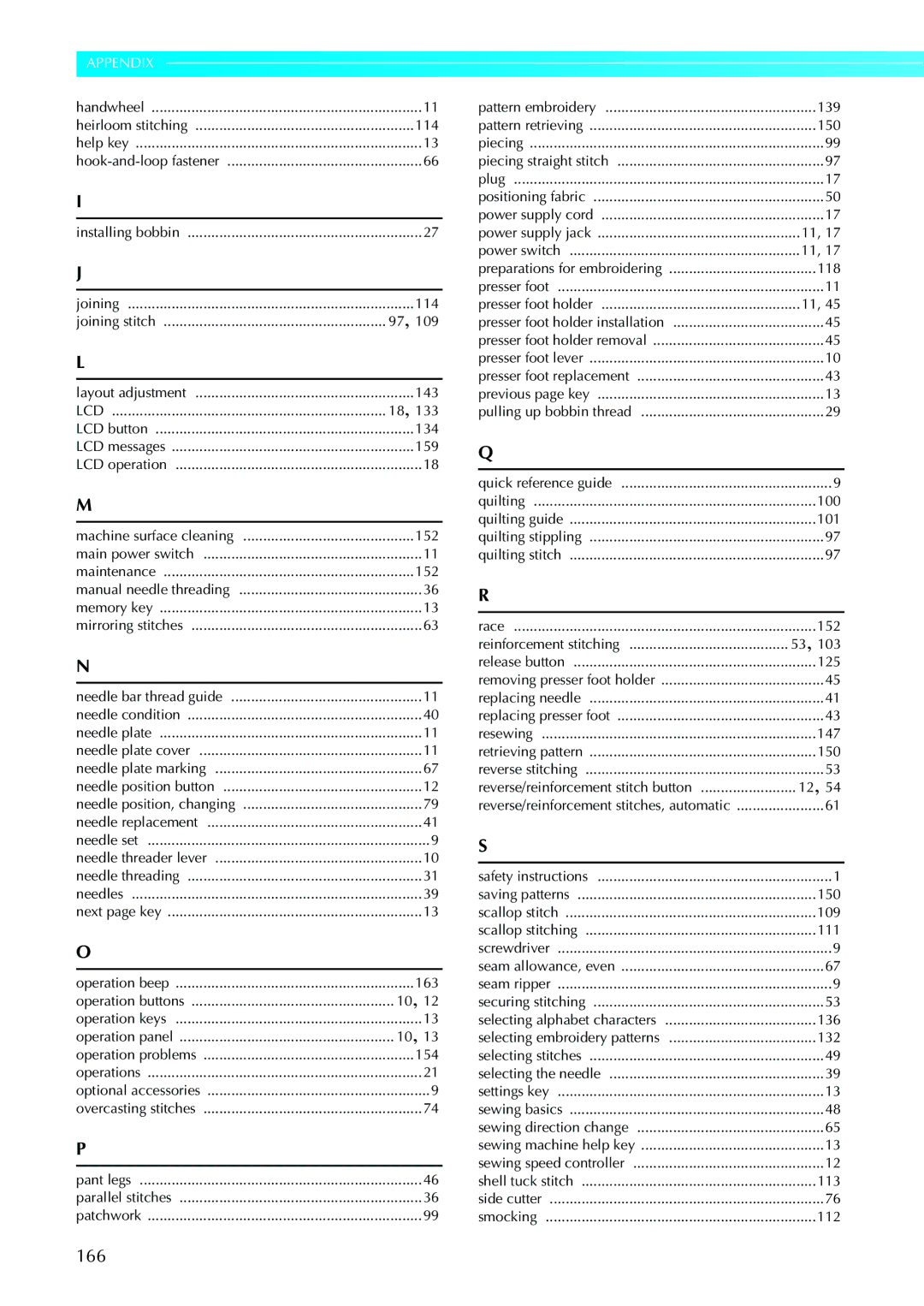 Brother 885-V31/V33 operation manual 166 