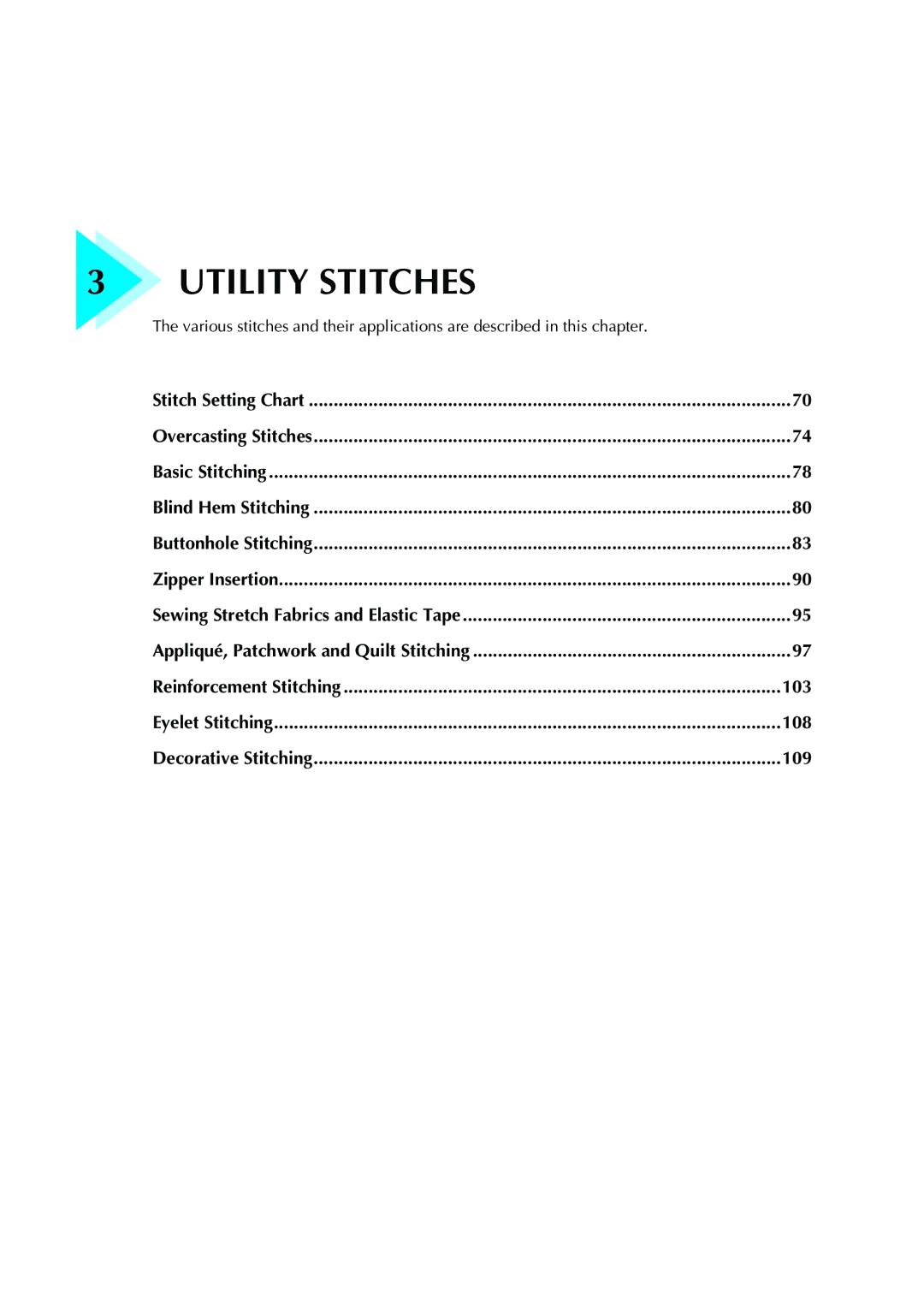 Brother 885-V31/V33 operation manual Utility Stitches 