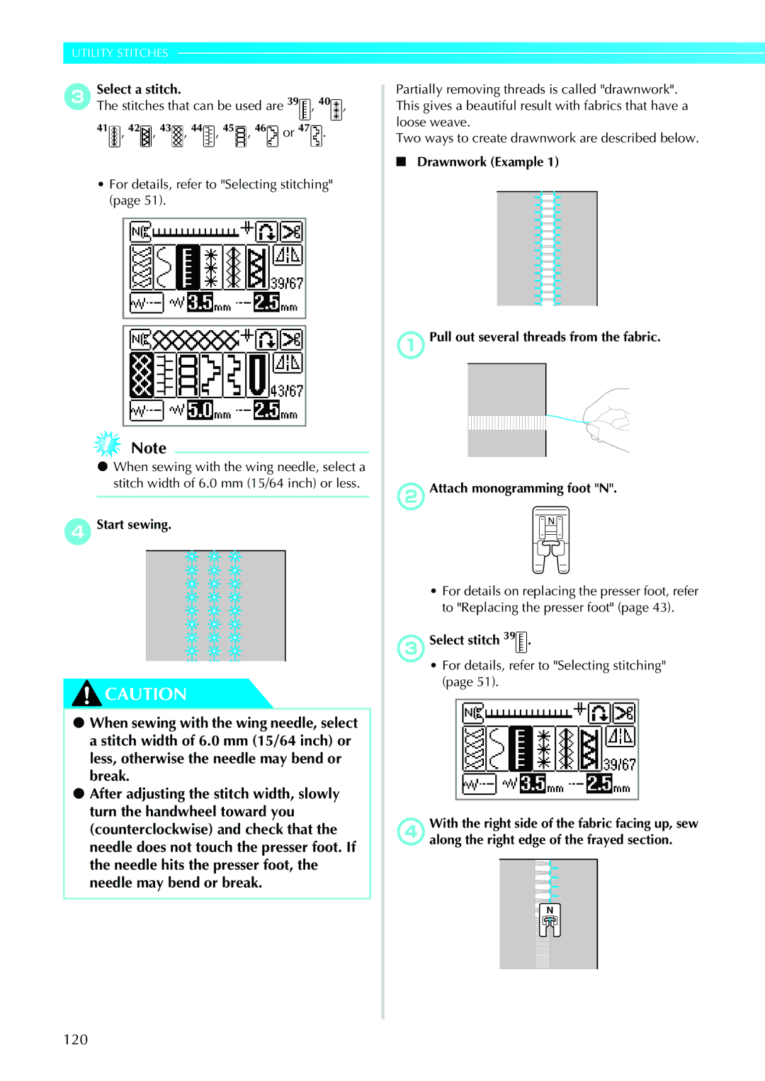 Brother 885-V35/V37 operation manual 120, DStart sewing 