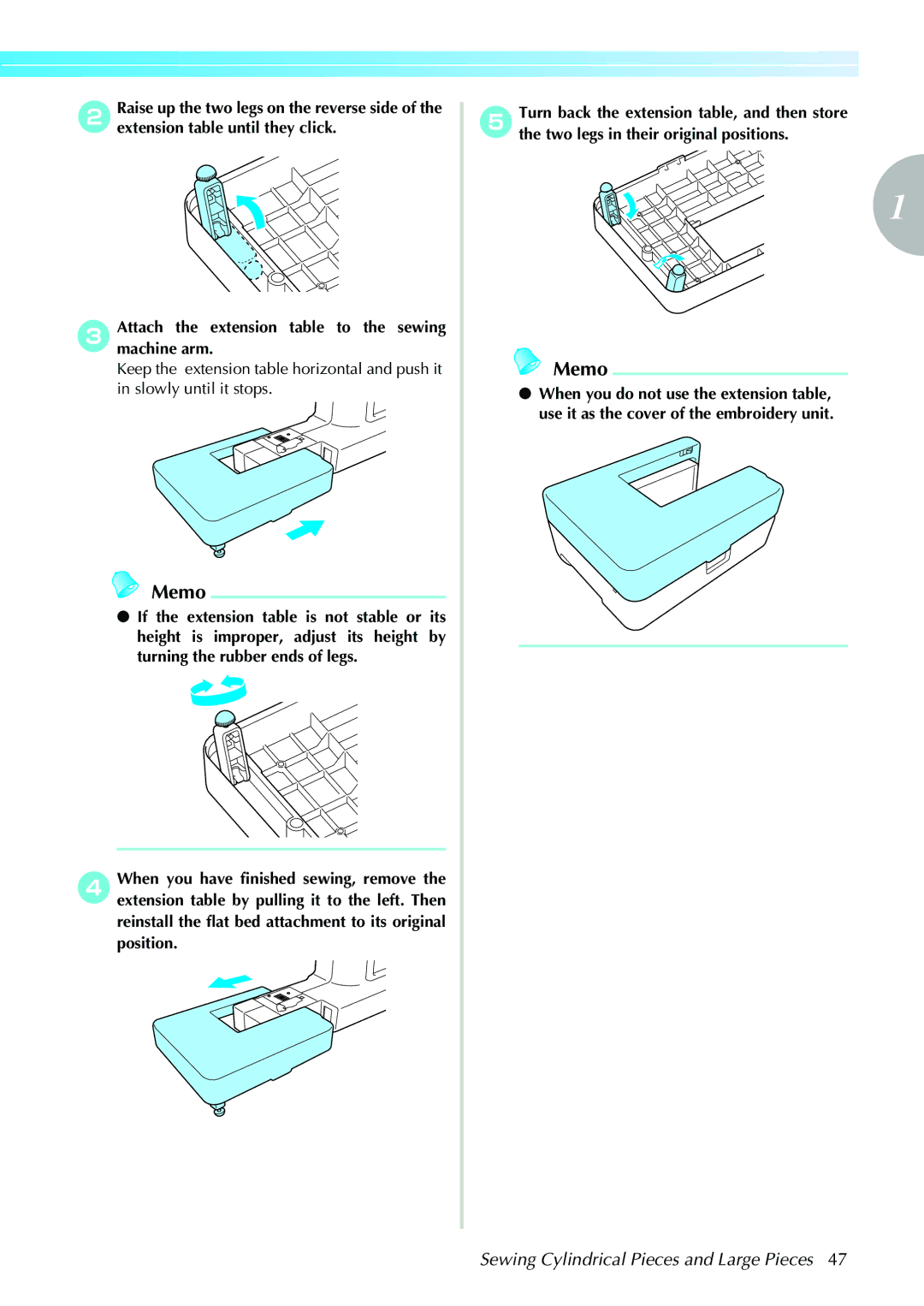 Brother 885-V35/V37 operation manual Sewing Cylindrical Pieces and Large Pieces 