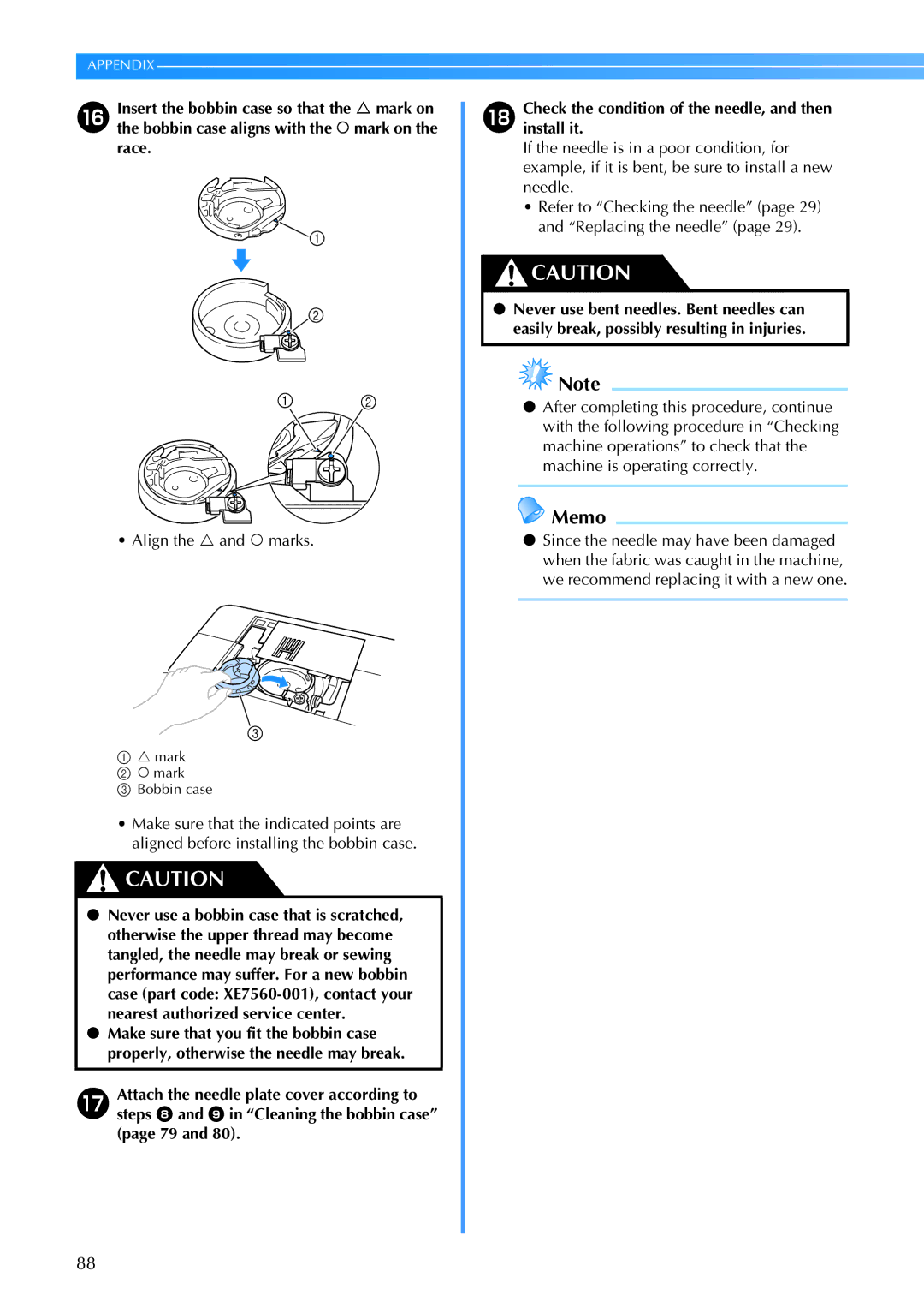 Brother 885-V60 appendix Memo 