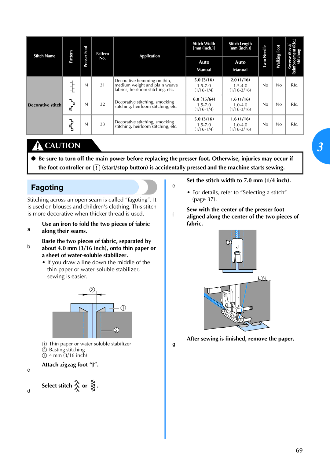 Brother 885-V67 operation manual Fagoting, For details, refer to Selecting a stitch 