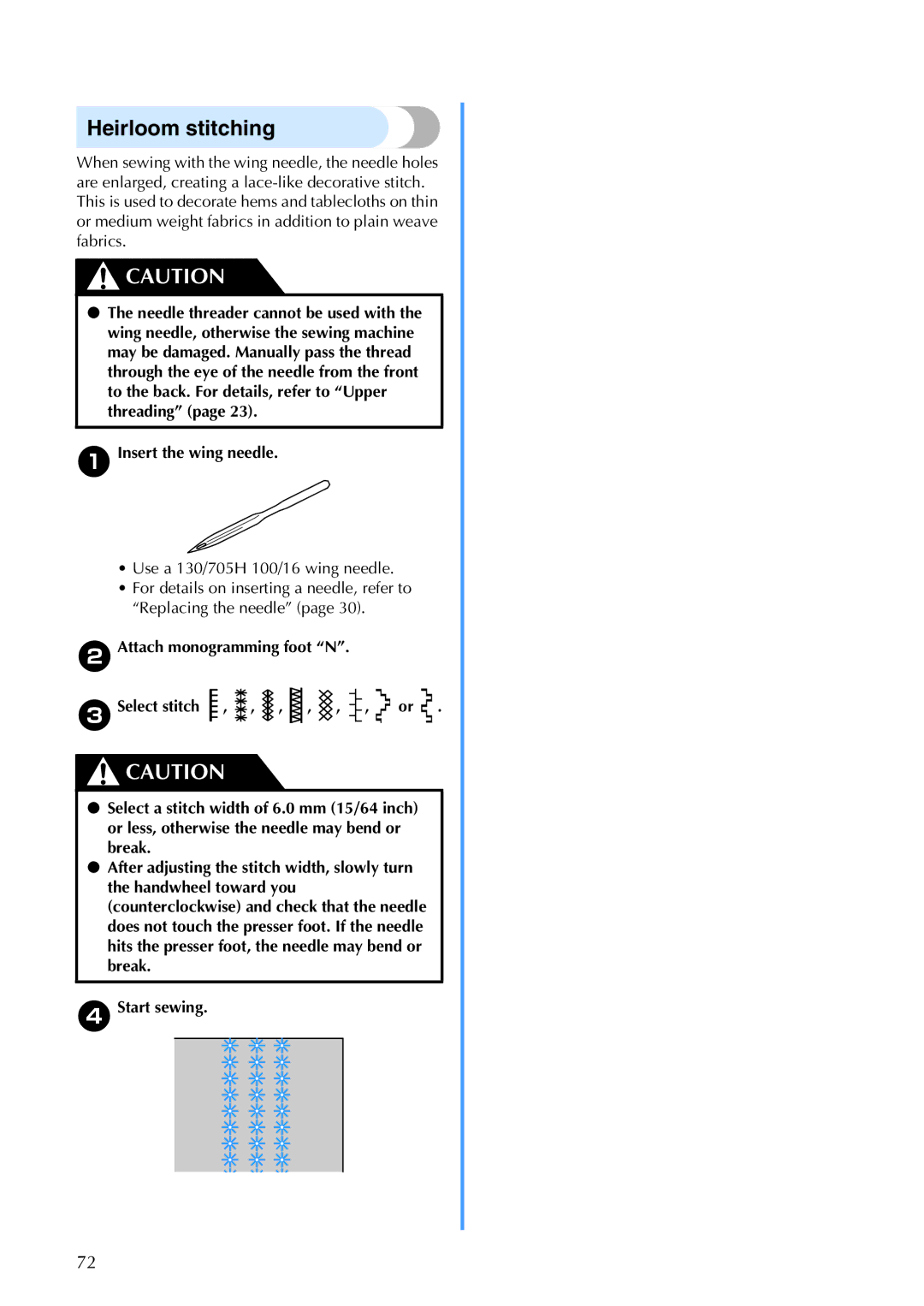 Brother 885-V67 operation manual Heirloom stitching 