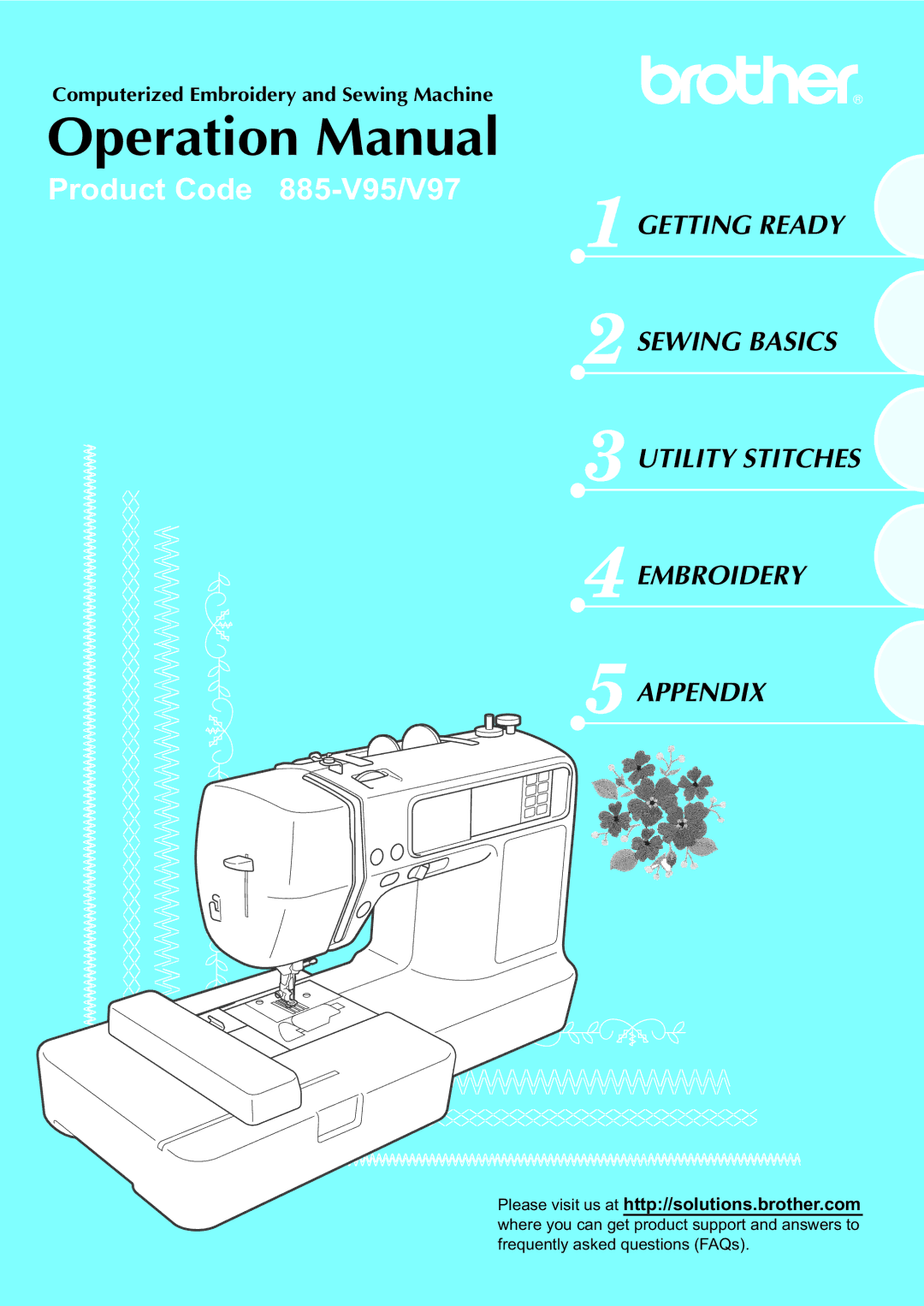 Brother 885V97, 885V95 operation manual Product Code 885-V95/V97 