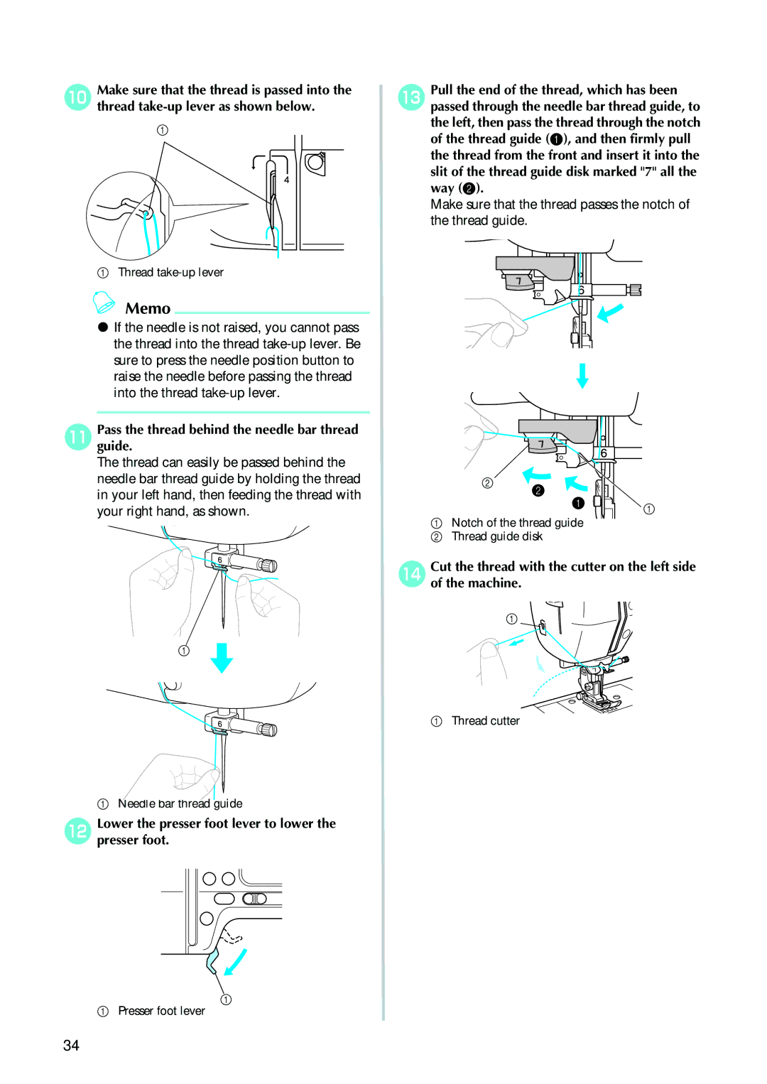 Brother 885V95, 885V97 operation manual Pass the thread behind the needle bar thread guide 